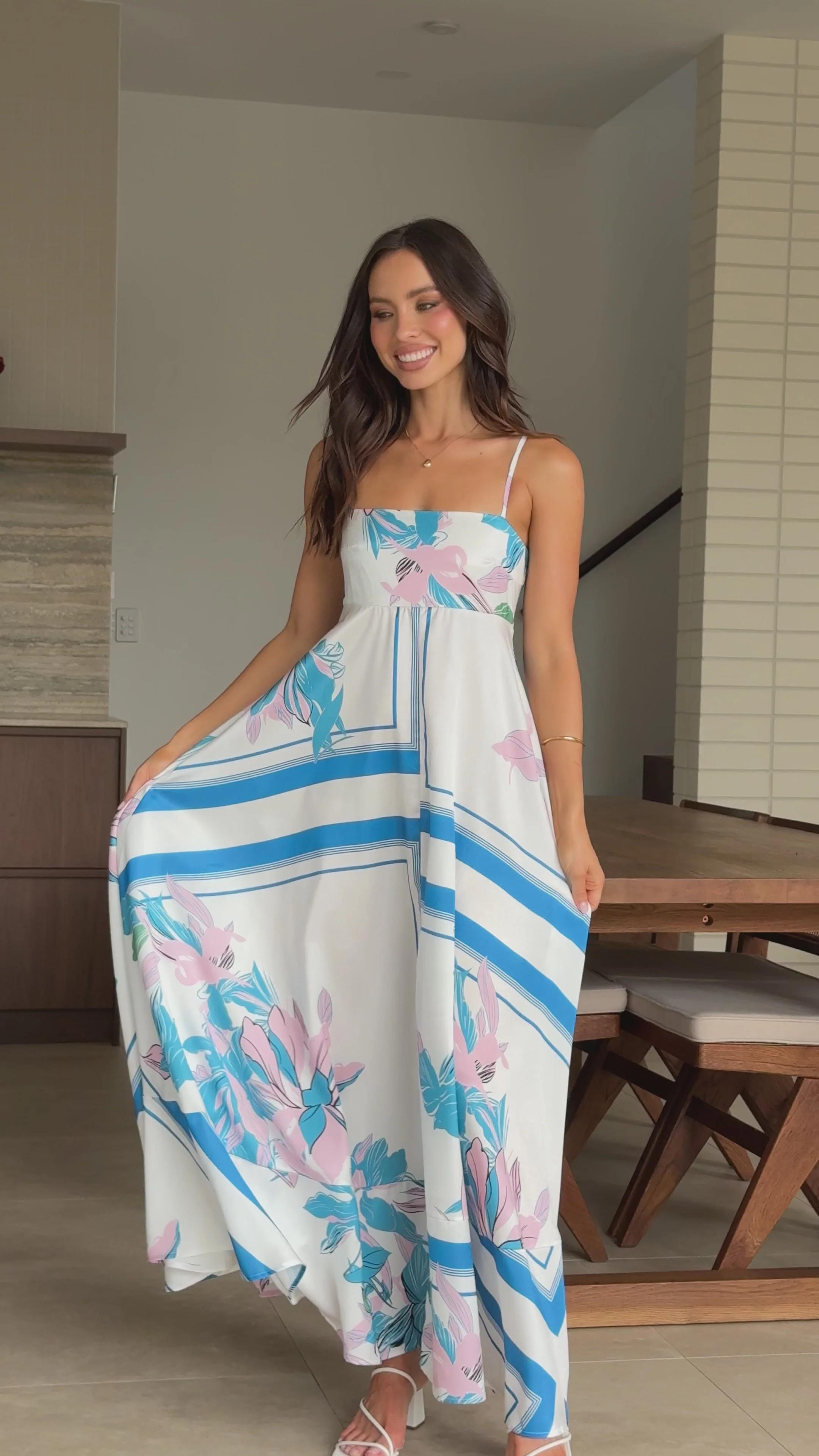 Kaethe Maxi Dress - White/Blue
