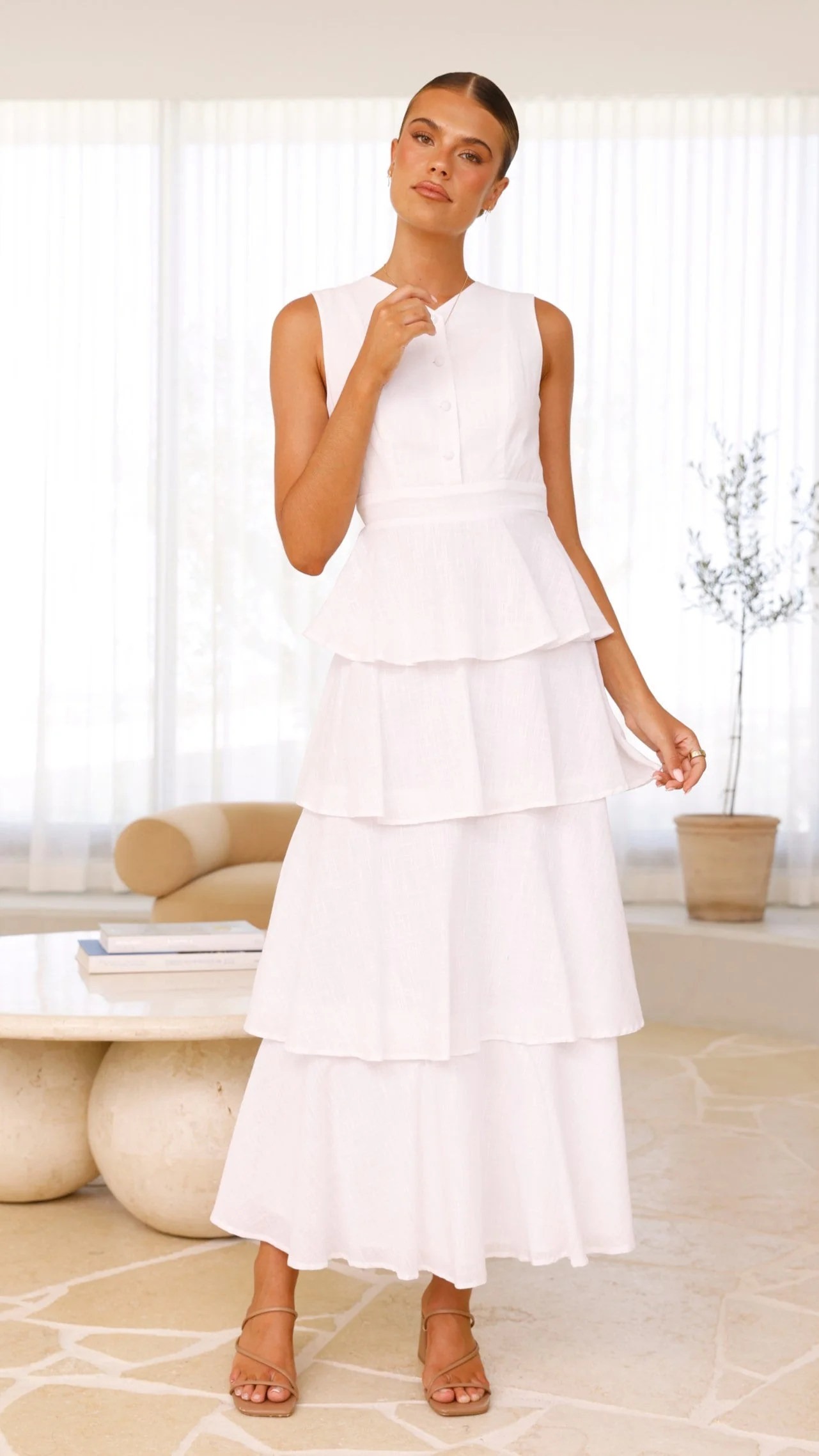 Anastasia Backless Maxi Dress - White