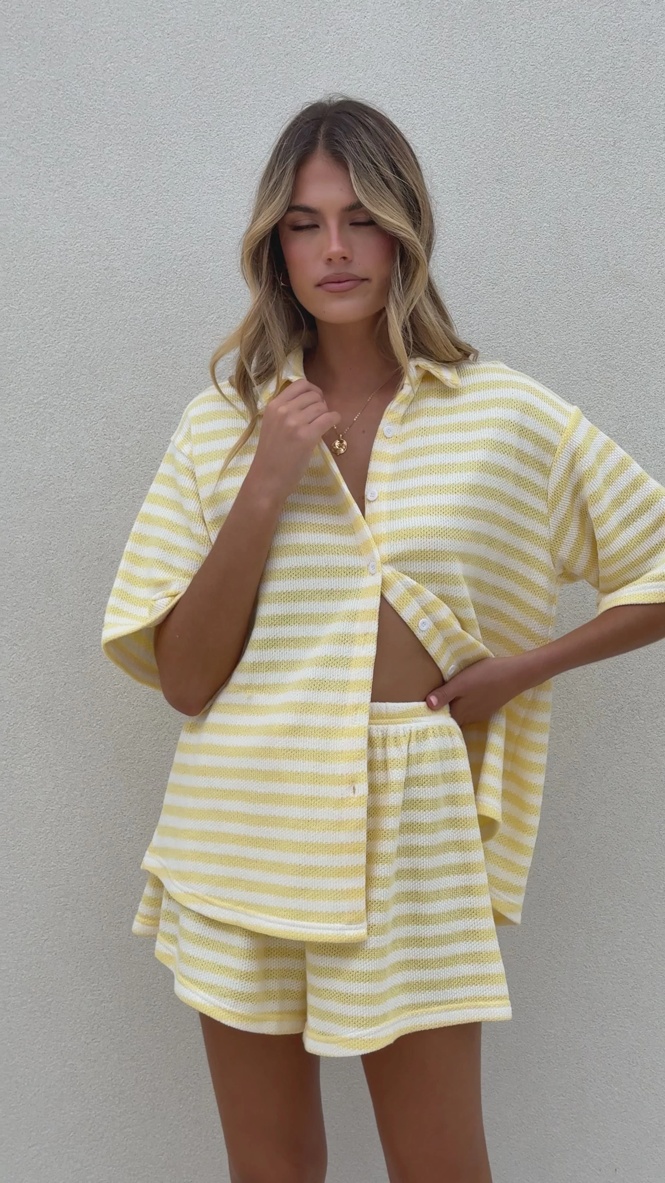 Romi Shirt and Shorts Set - Yellow Stripe