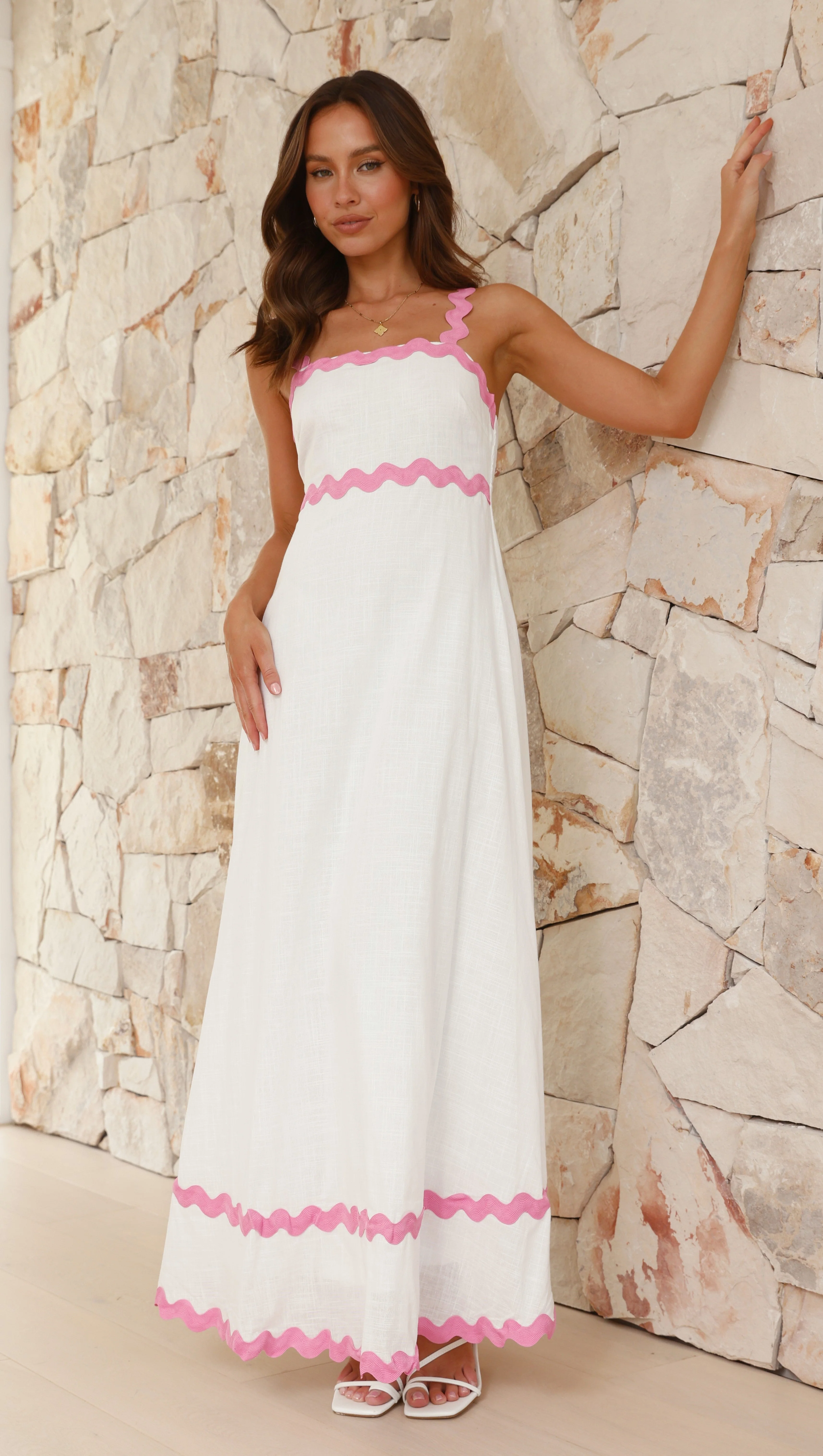 Daleyza Maxi Dress - White / Pink