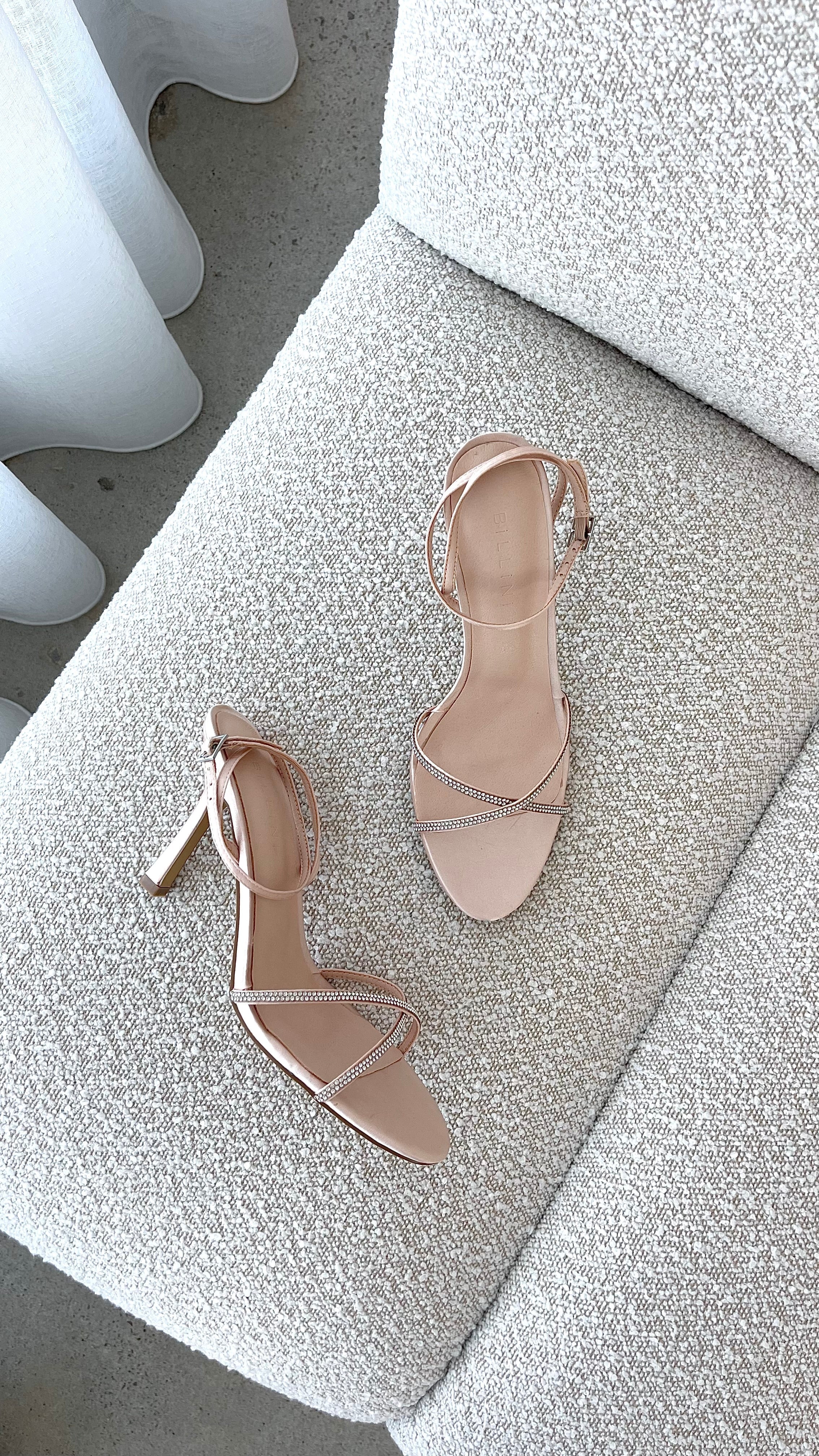 Vixin Heels - Champagne Satin Diamante