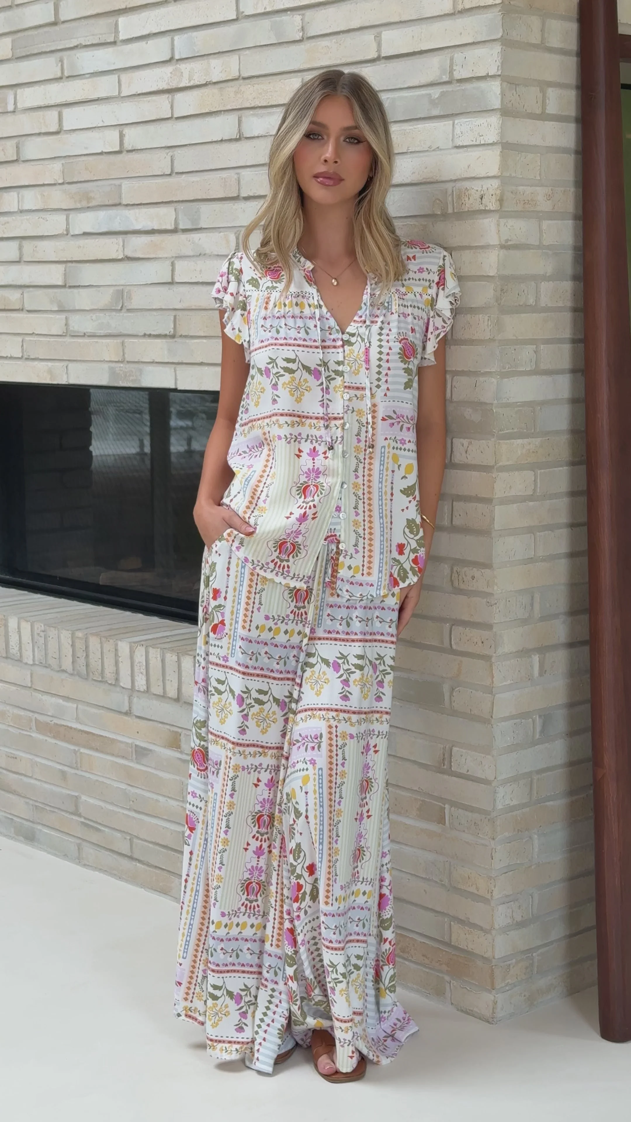 Avery Wide Leg Pants - Leah Print