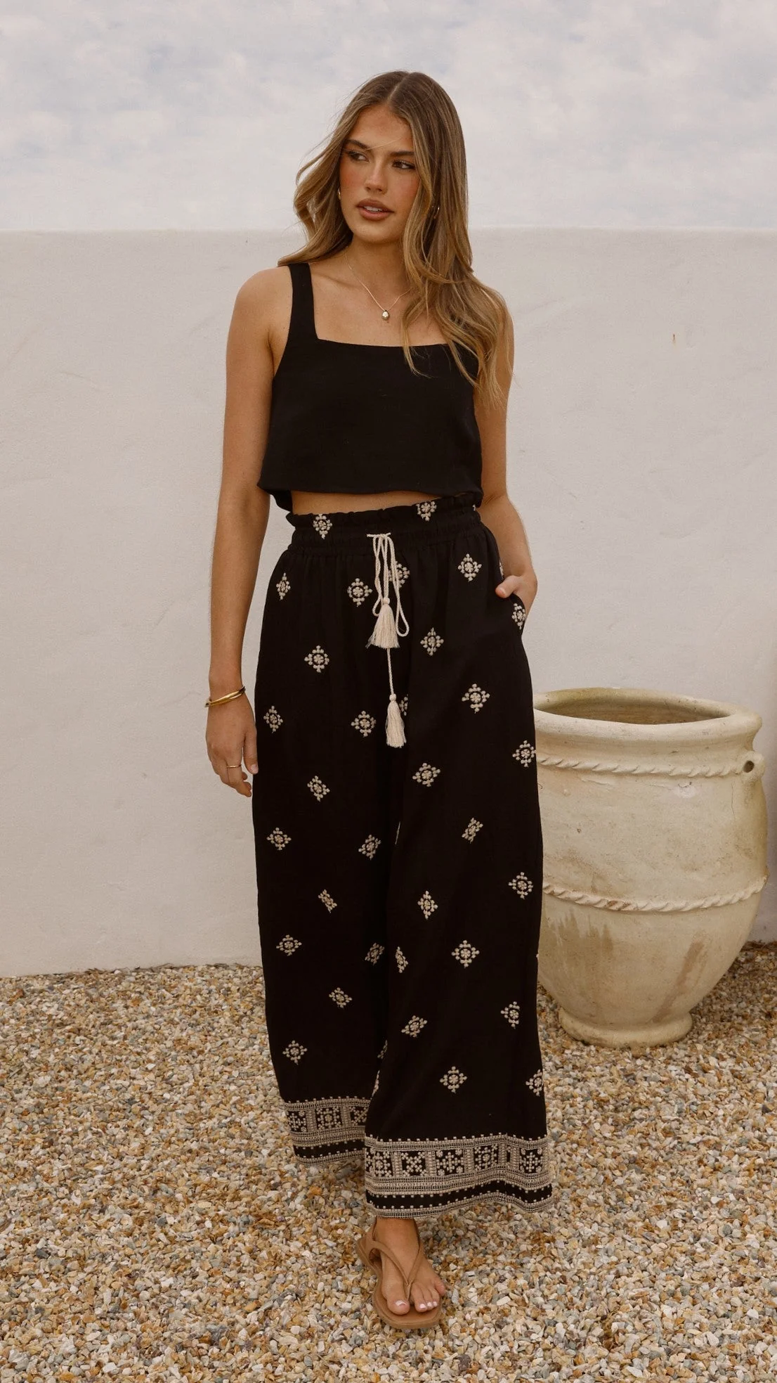 Deni Pants - Black/Beige