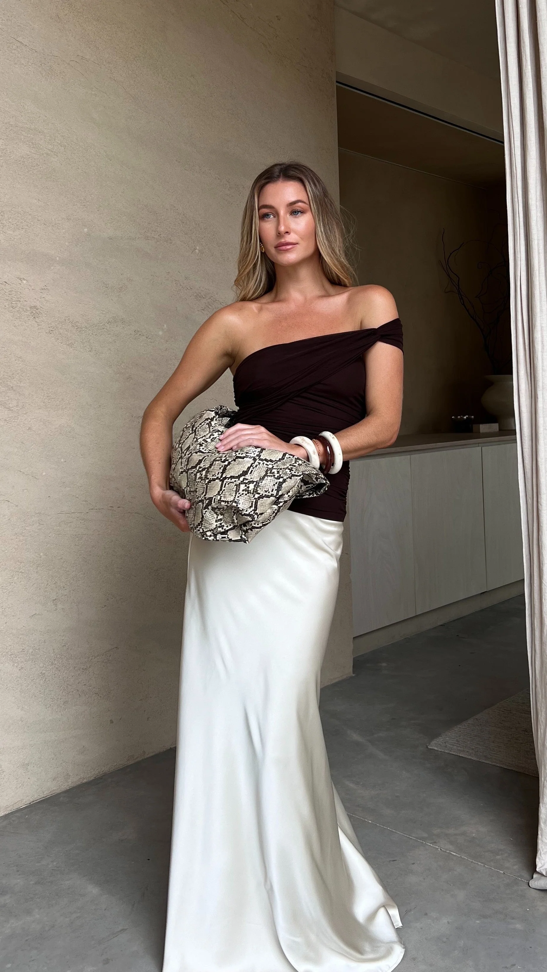 Darina Bias Cut Maxi Skirt - Champagne