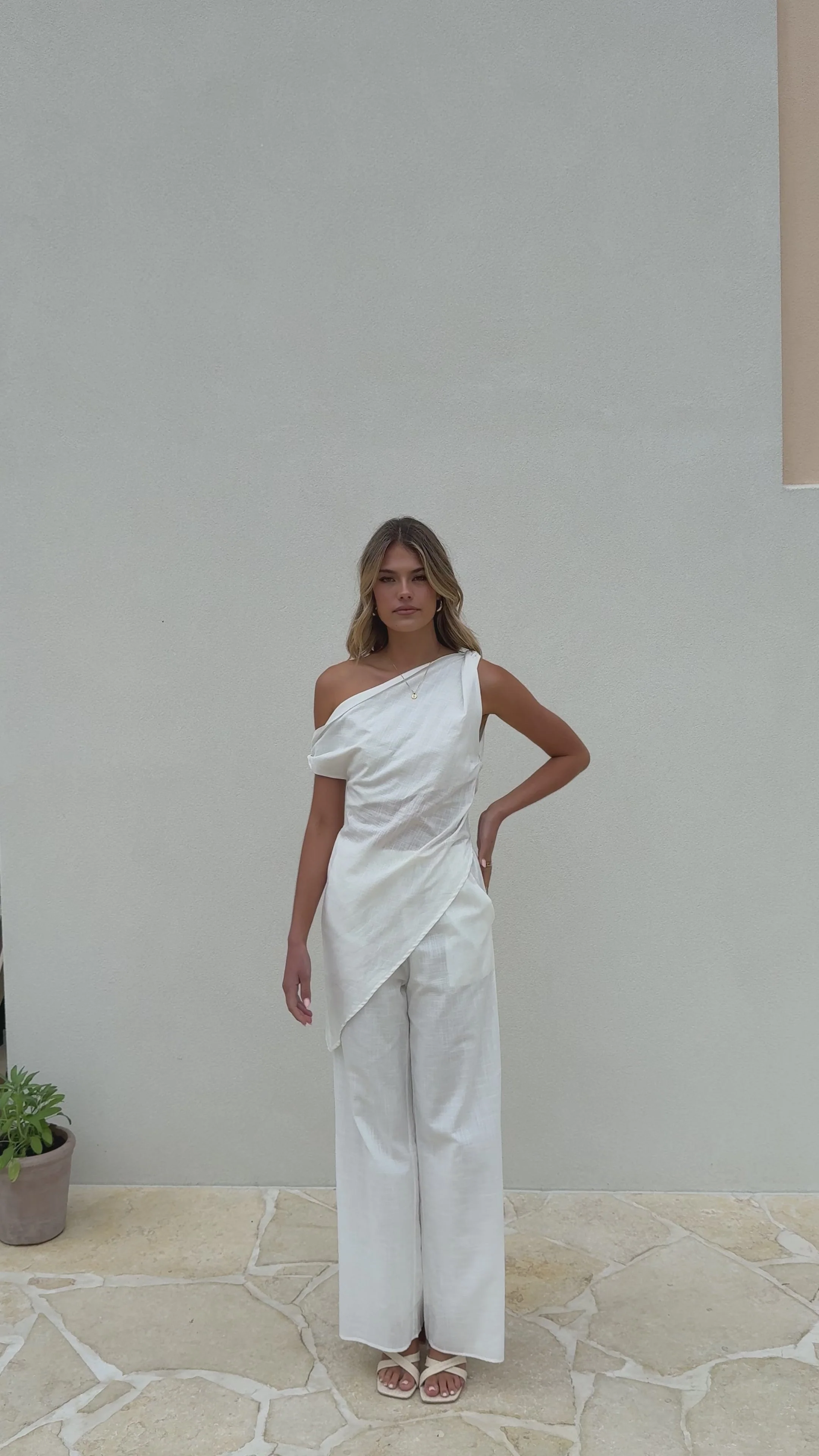 Liana Off Shoulder Top & Pants Set - White