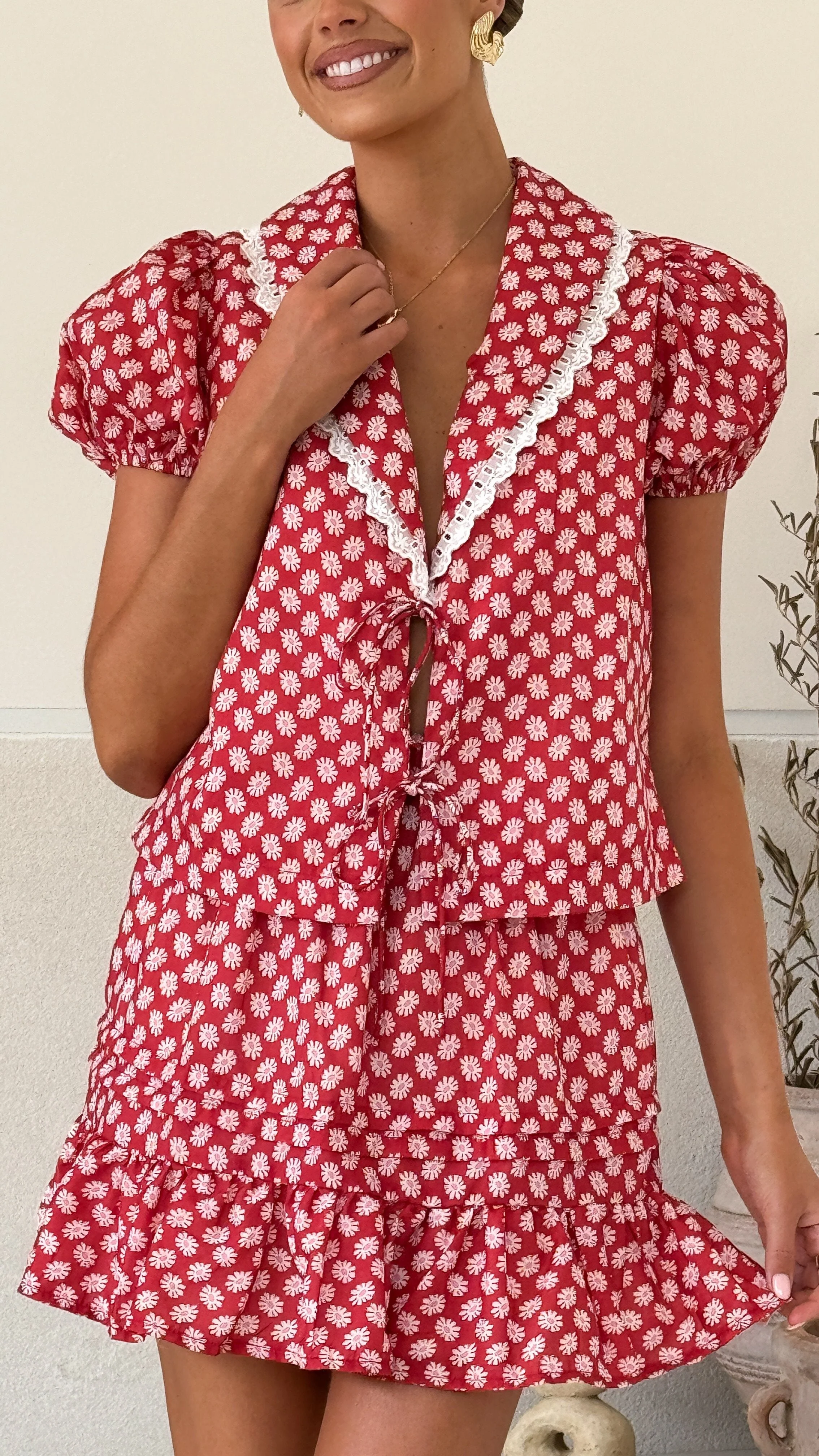 Arizona Top - Red Floral