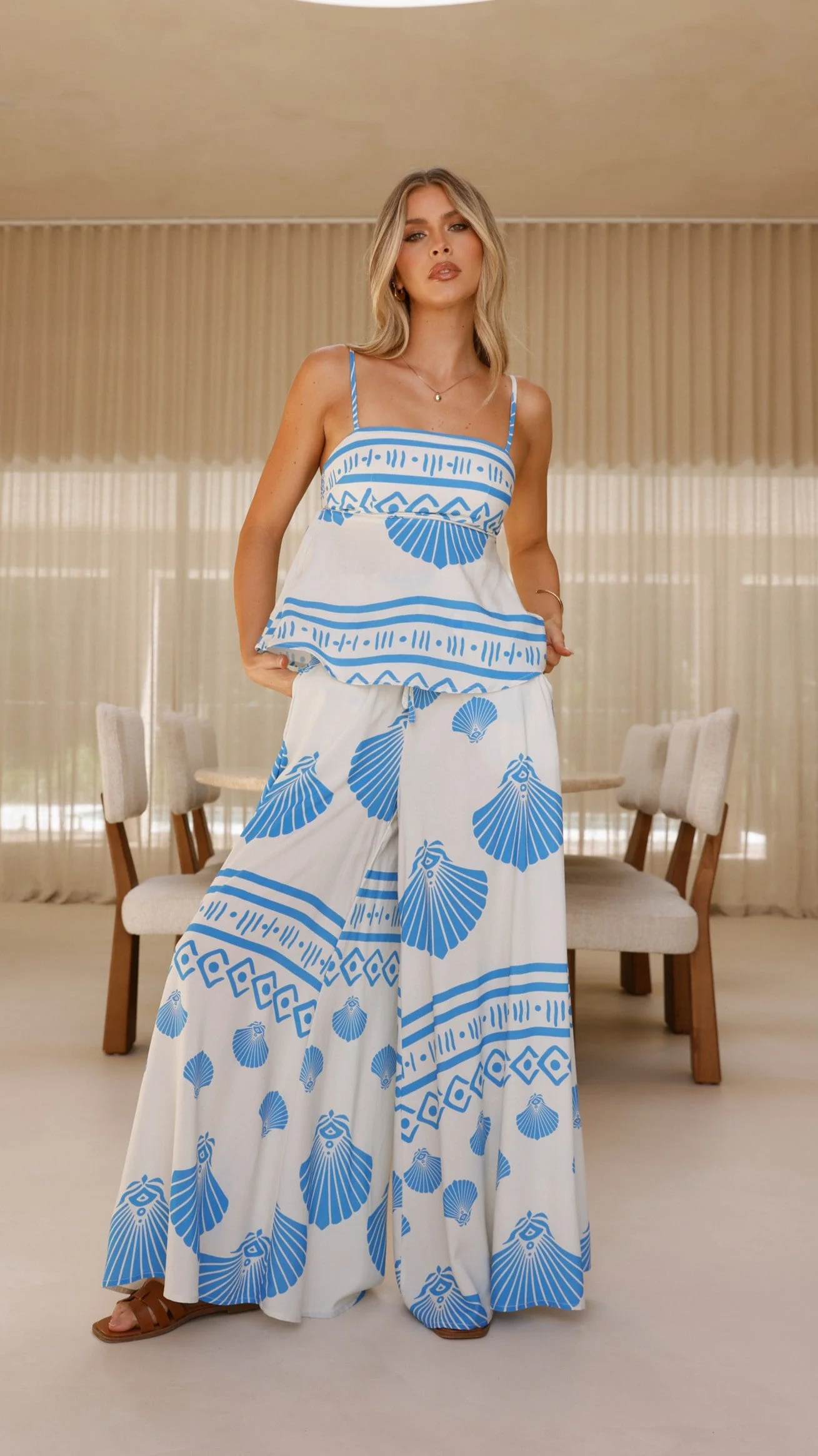 Avery Wide Leg Pants - Sea Shell