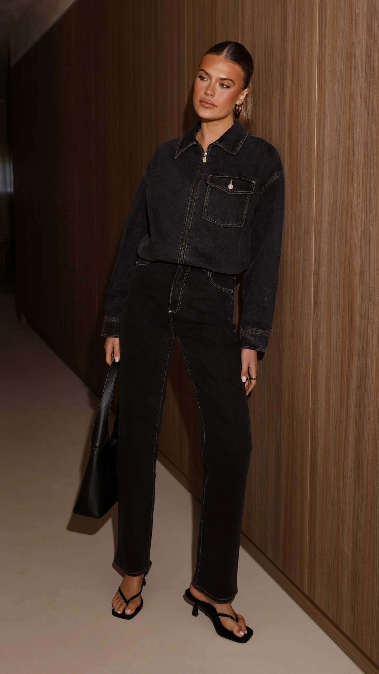 Abrand Denim Bomber Cara - Washed Black