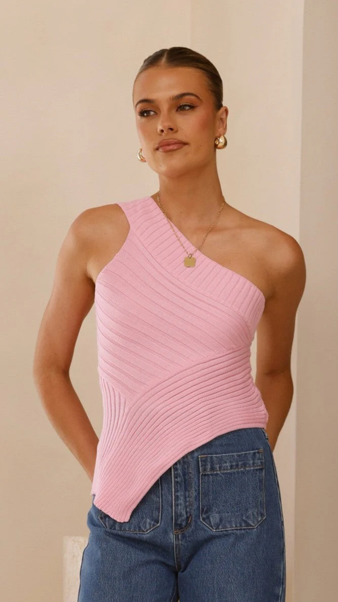 Alyssia One Shoulder Top - Pink