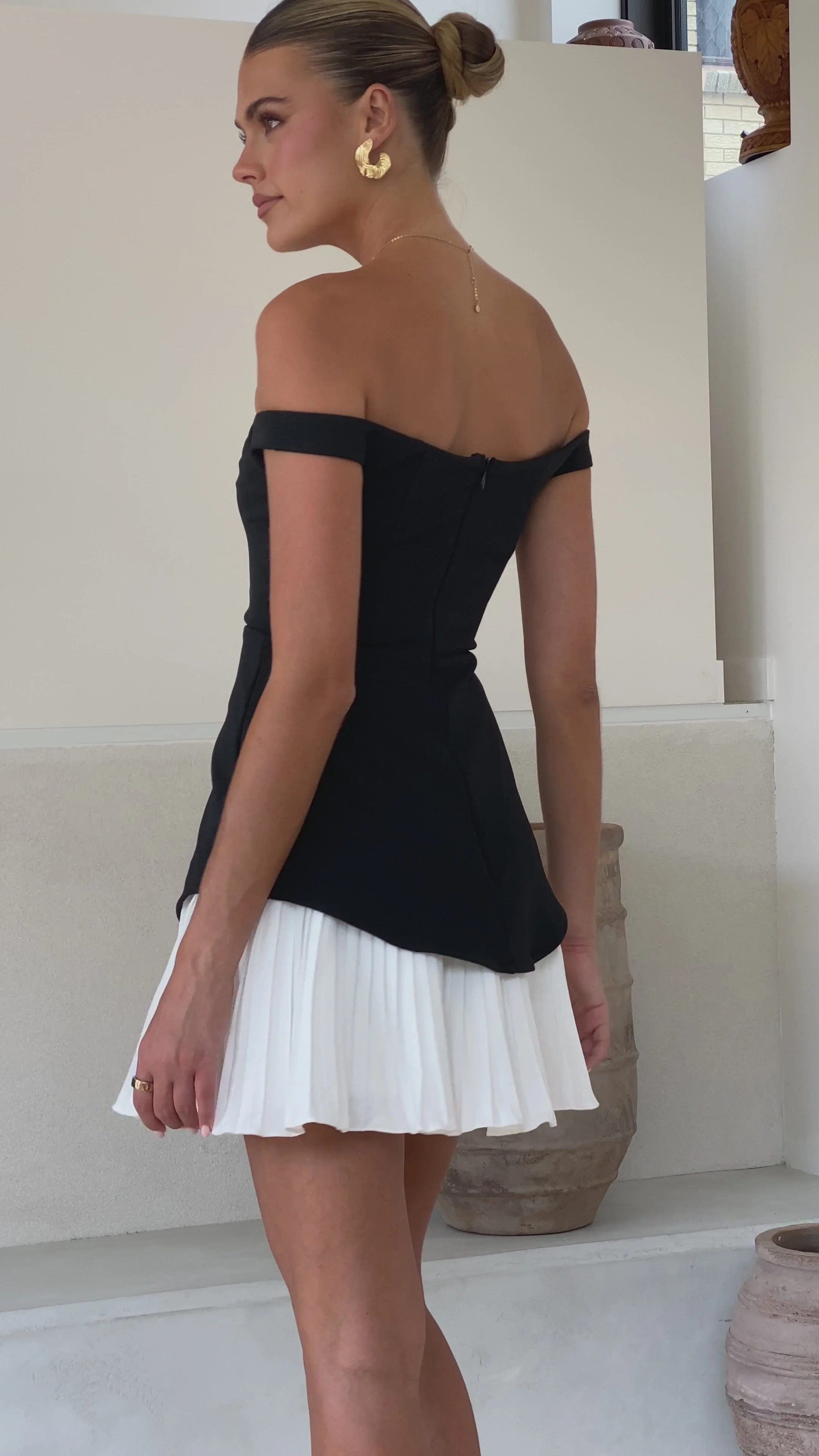 Talmai Mini Dress - Black / White