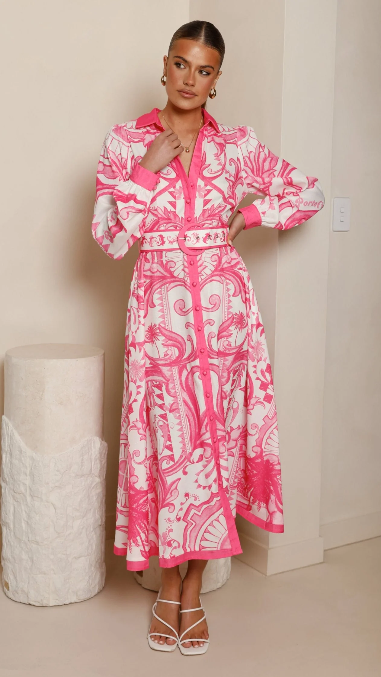 Madeline Long Sleeve Midi Dress - Portofino Cherry Jam