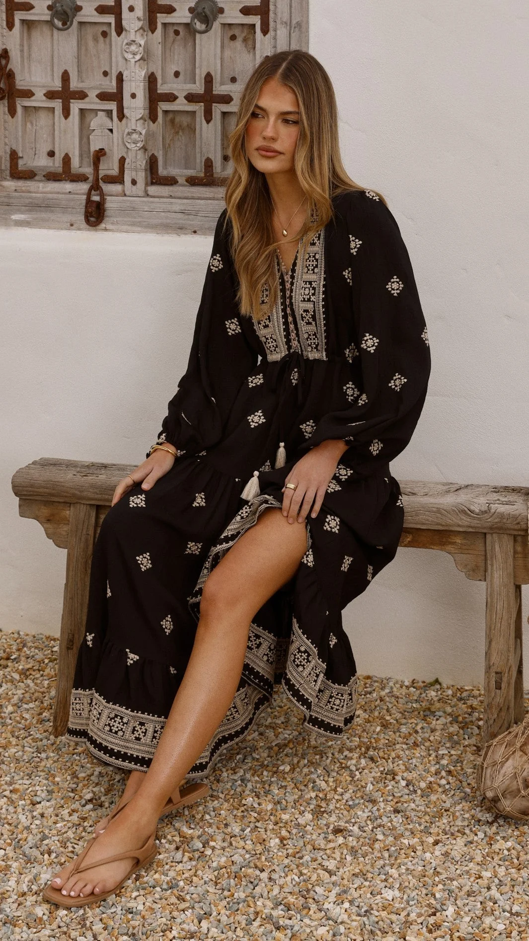 Ellarose Maxi Dress - Black/Beige