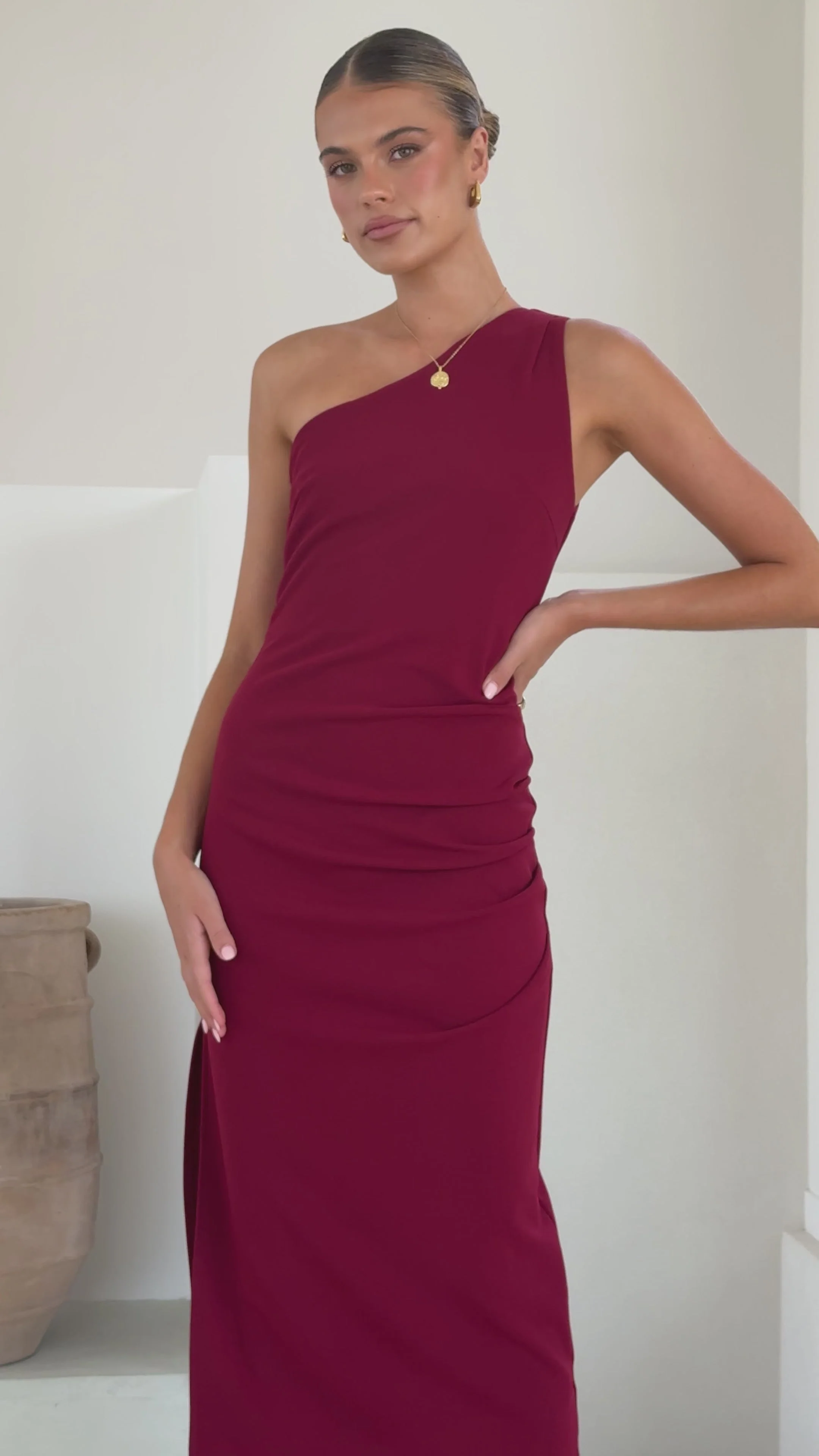 Alaina Midi Dress - Wine