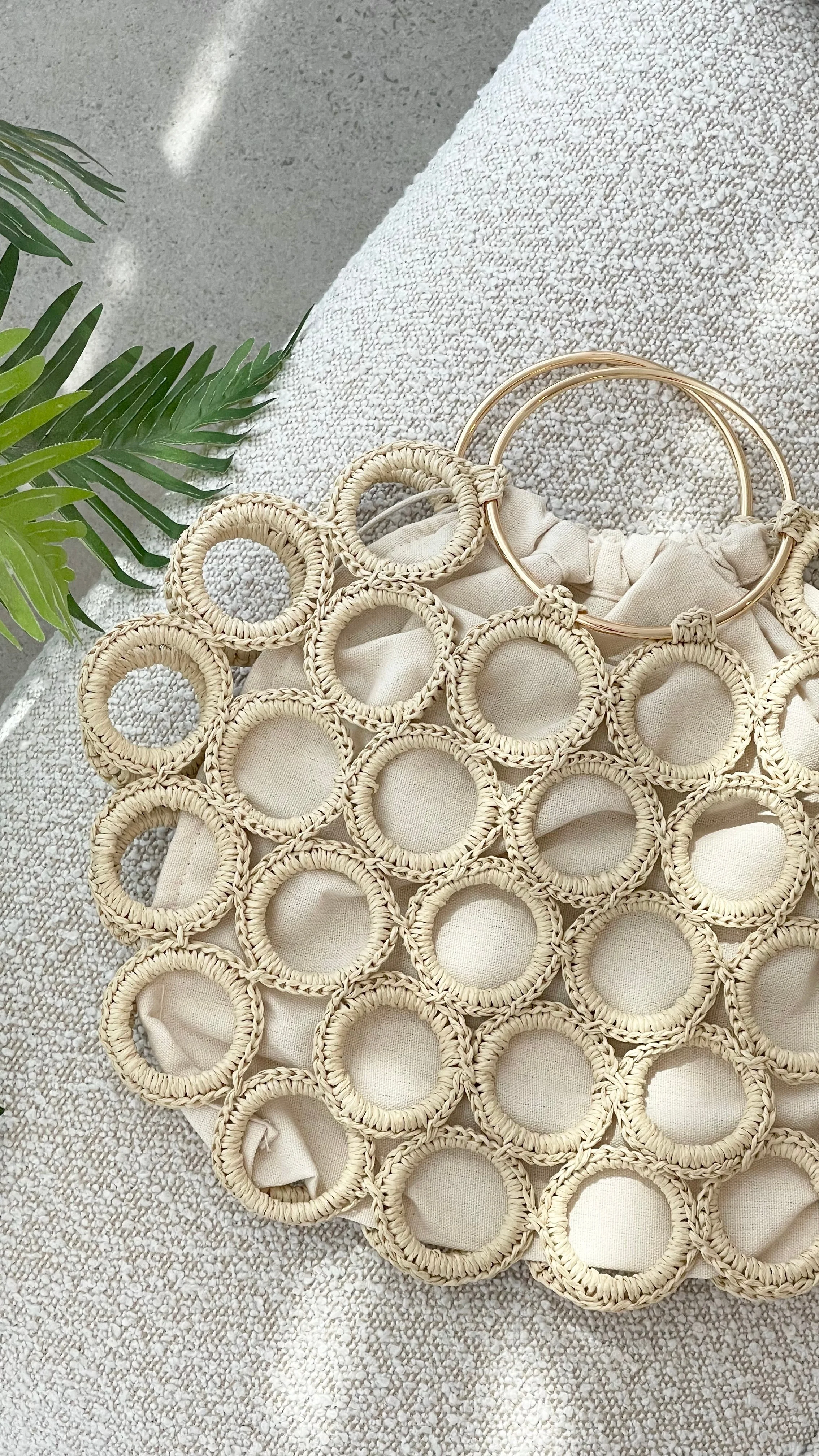 Posie Crochet Rings Bag - Natural