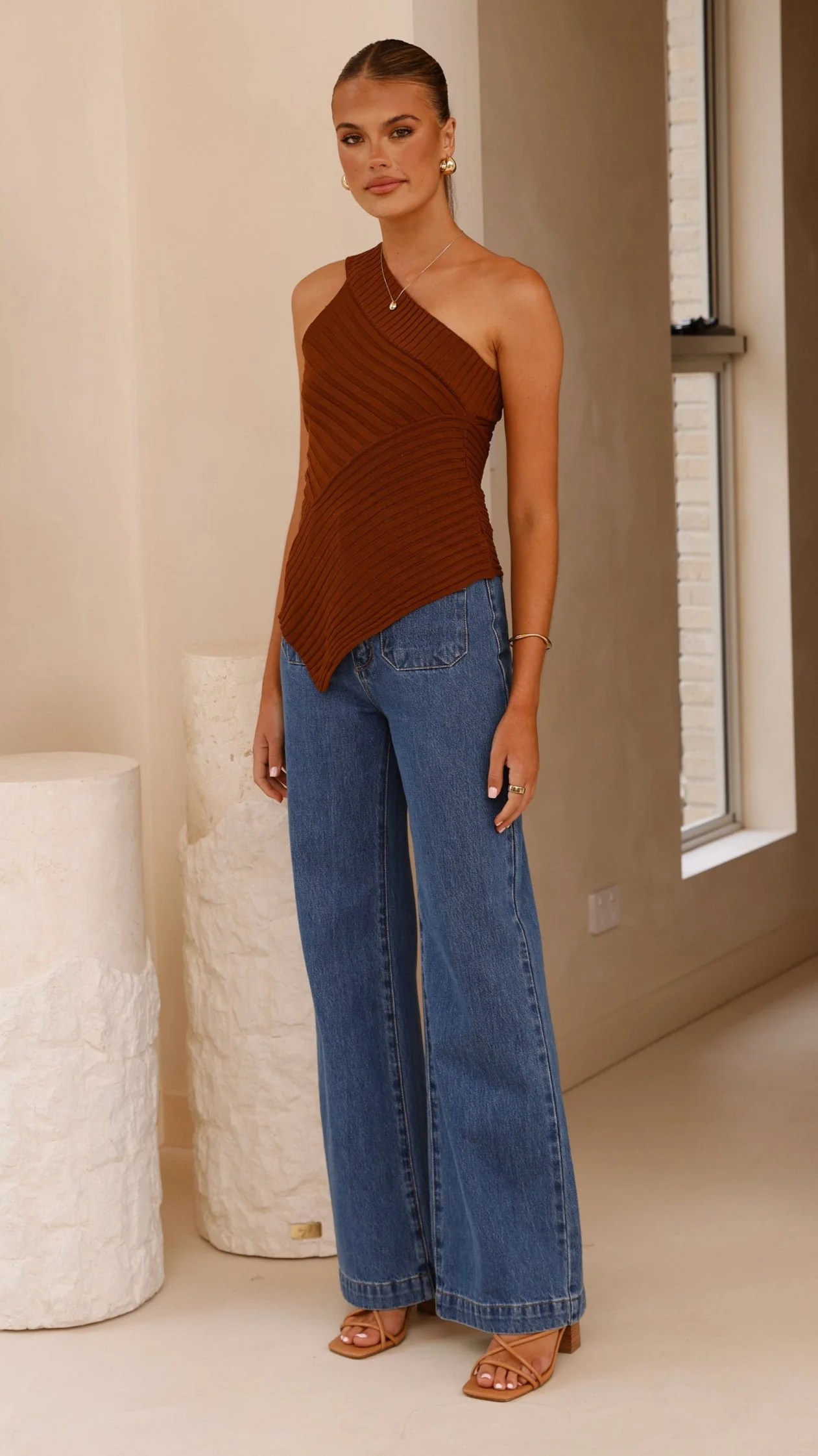 Alyssia One Shoulder Top - Chocolate