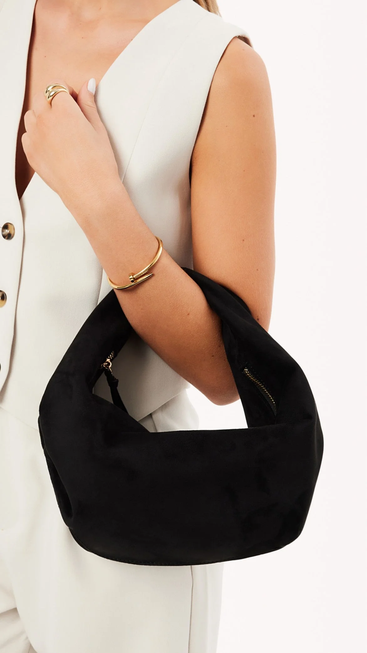 Renee Shoulder Bag - Black Suede