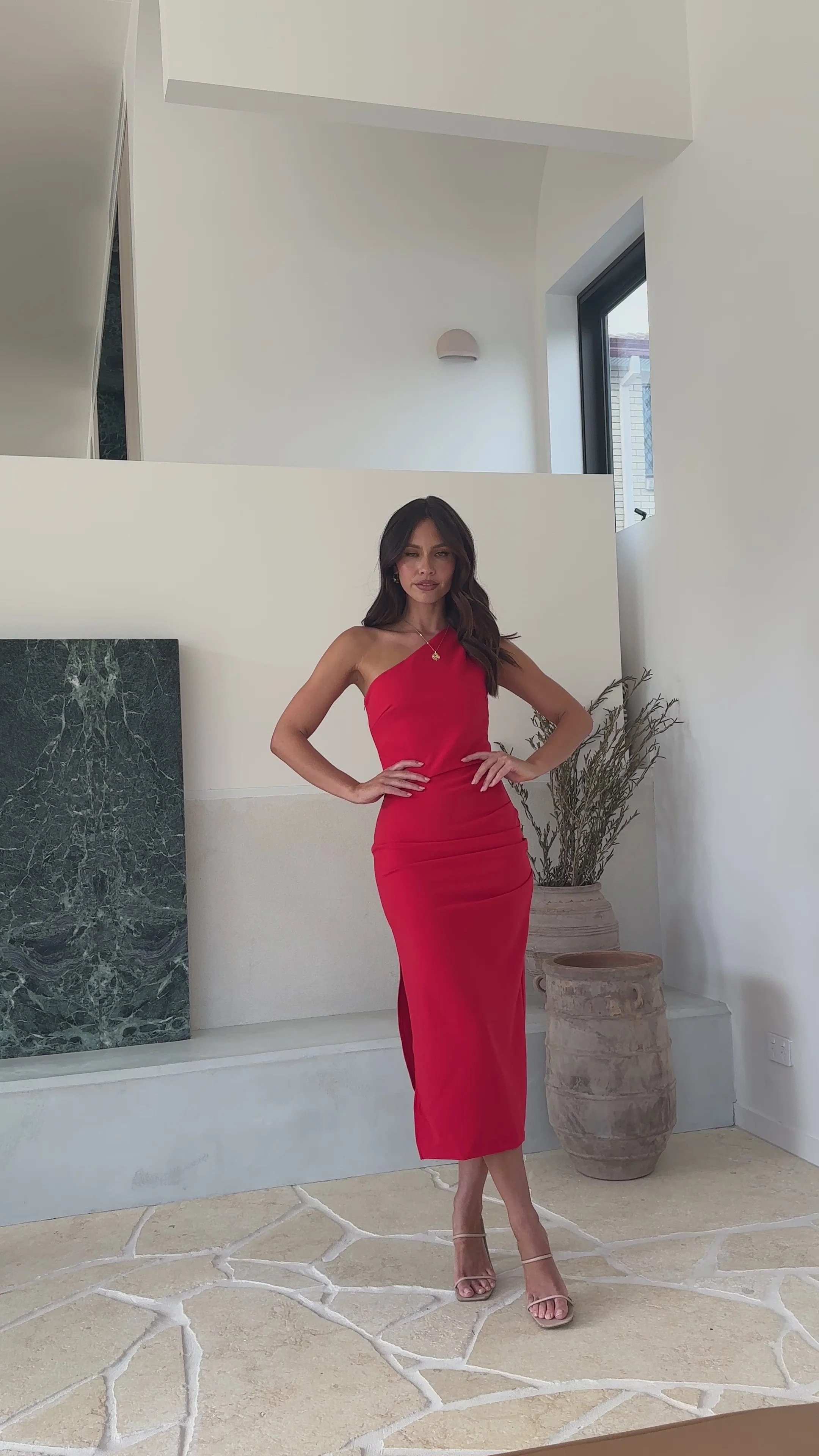 Alaina Midi Dress - Red