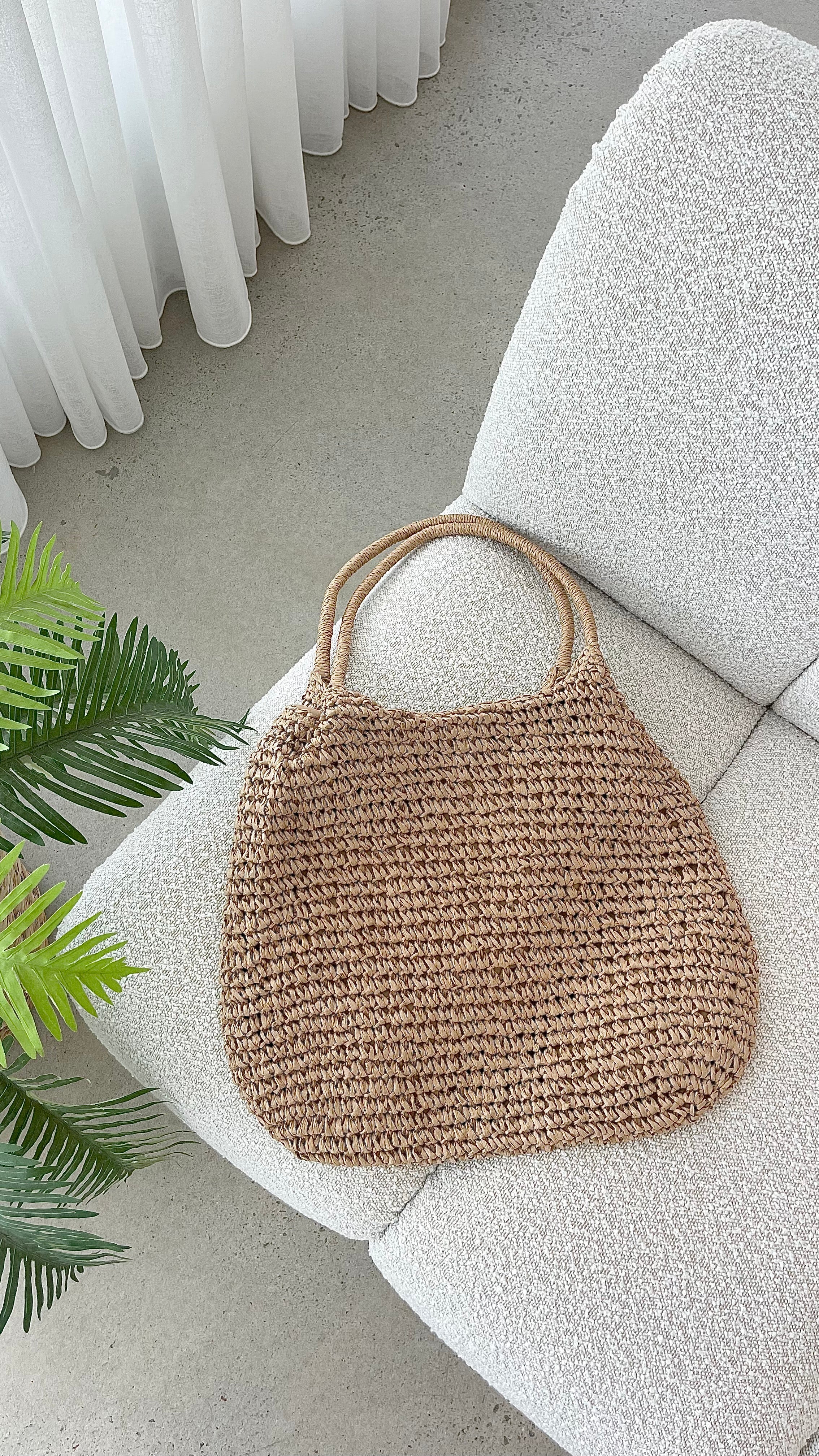 Solana Summer Tote Bag - Tan Straw