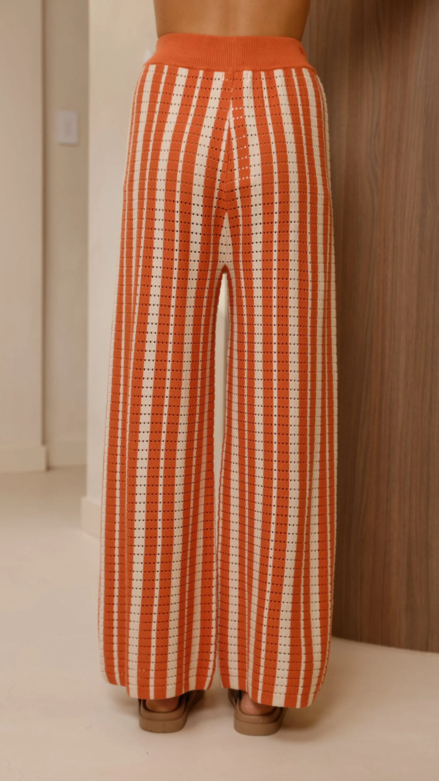 Layla Knit Wide Leg Pants - Orange