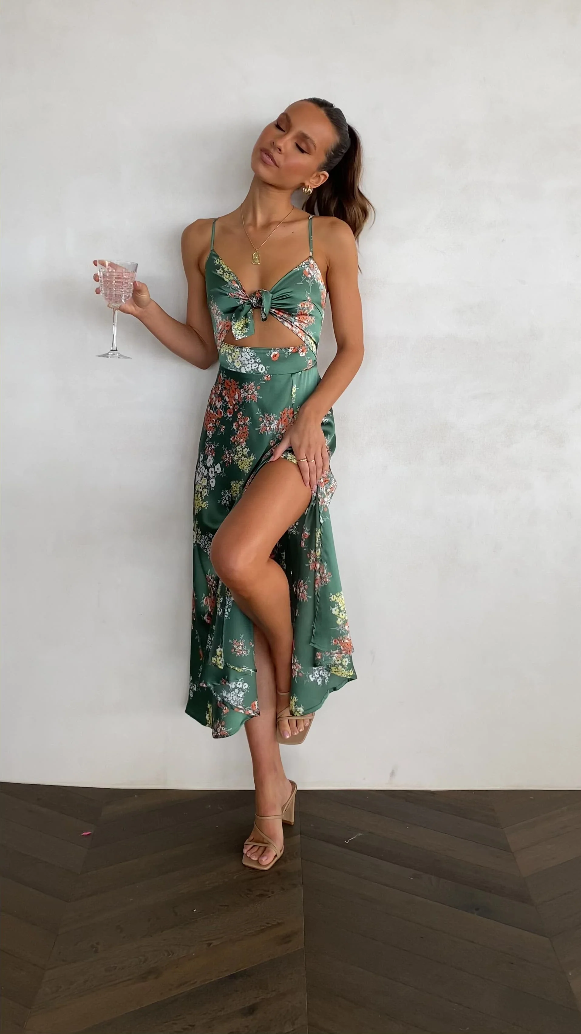Dreamers Midi Dress - Green Floral