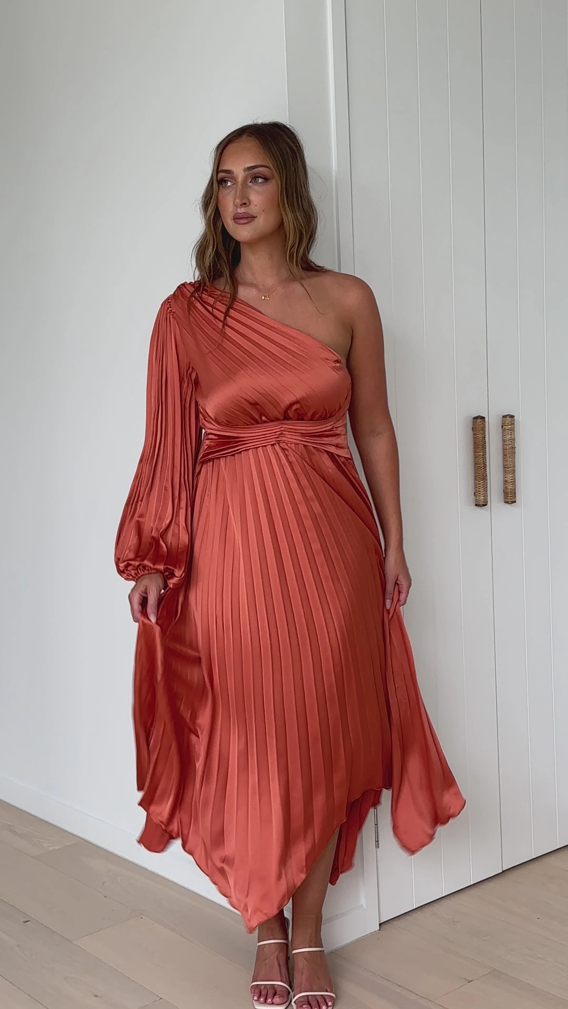 Brooklyn One Shoulder Midi Dress - Copper