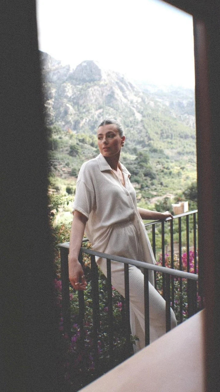 Madian Button Up Shirt and Pants Set - Beige