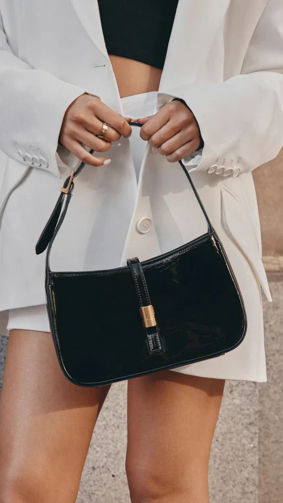 Clara Shoulder Bag - Black Patent