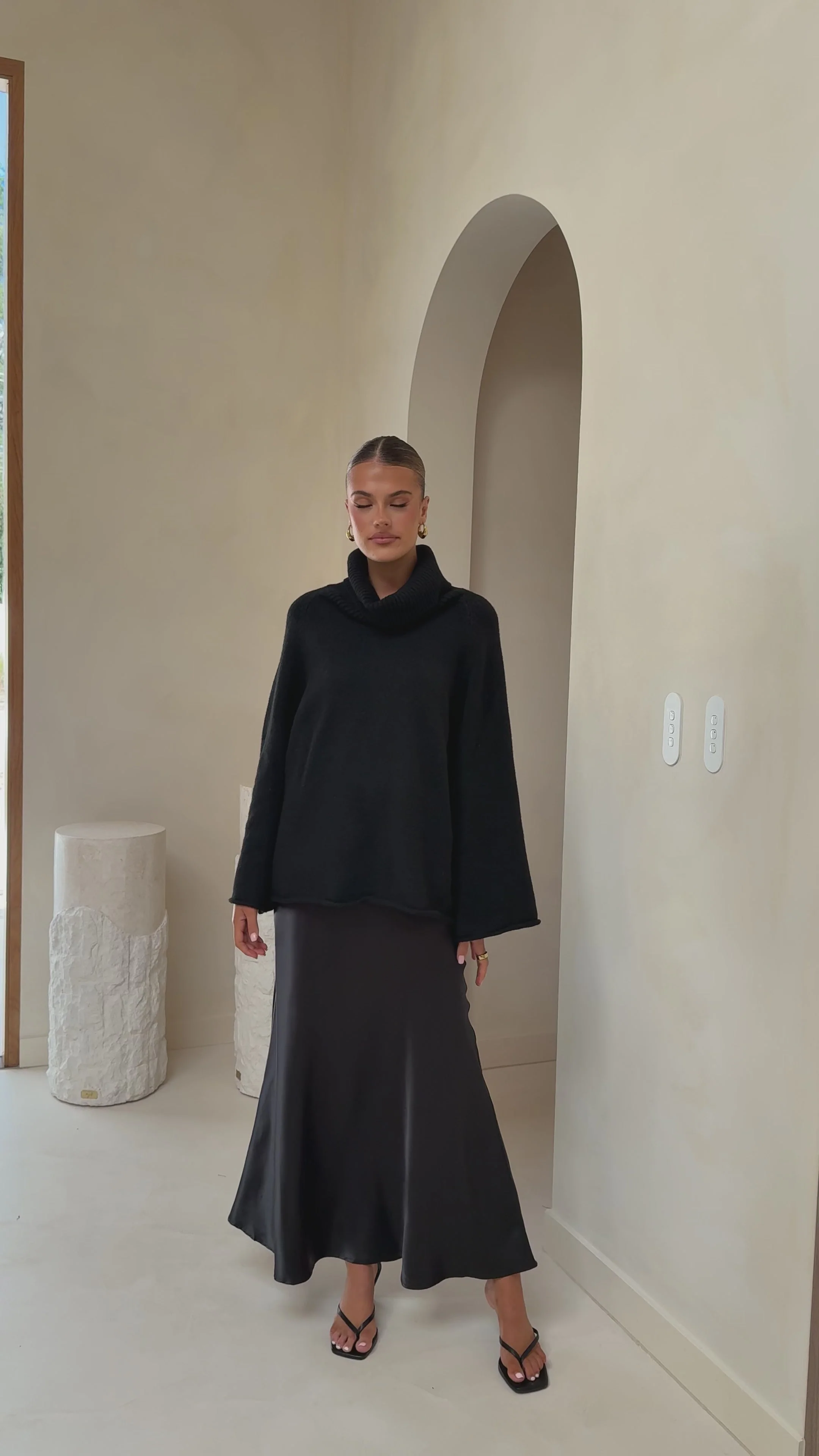 Darina Bias Cut Maxi Skirt - Black