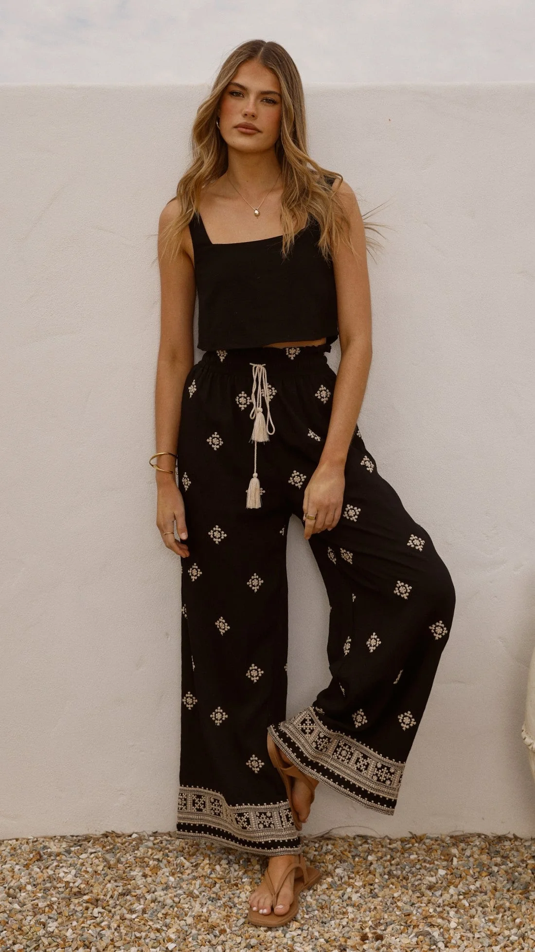 Deni Pants - Black/Beige