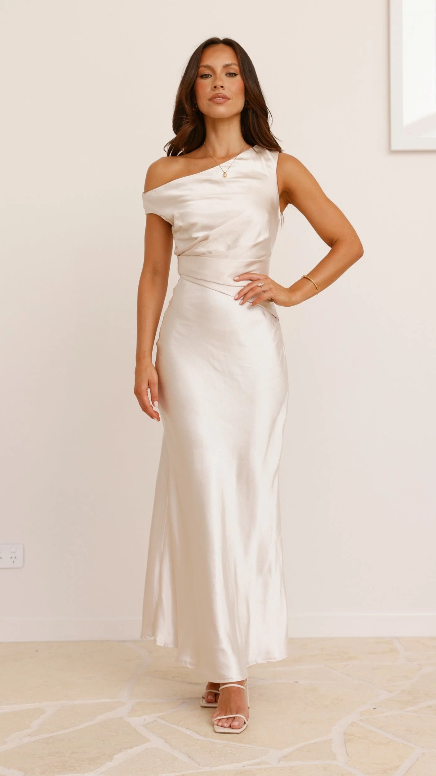 Auria Off Shoulder Maxi Dress - Champagne