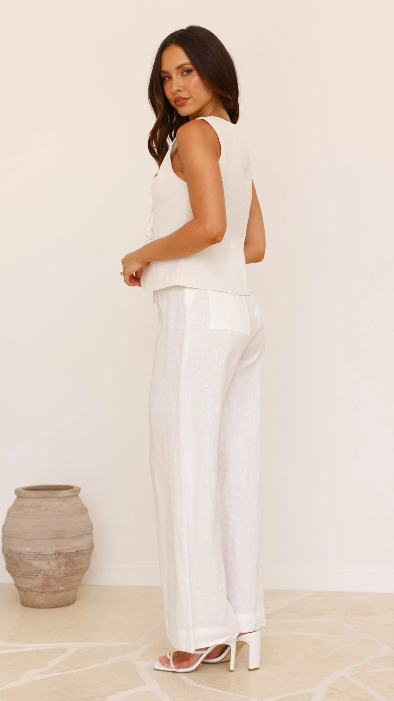 Alisa Tie Vest - Light Beige