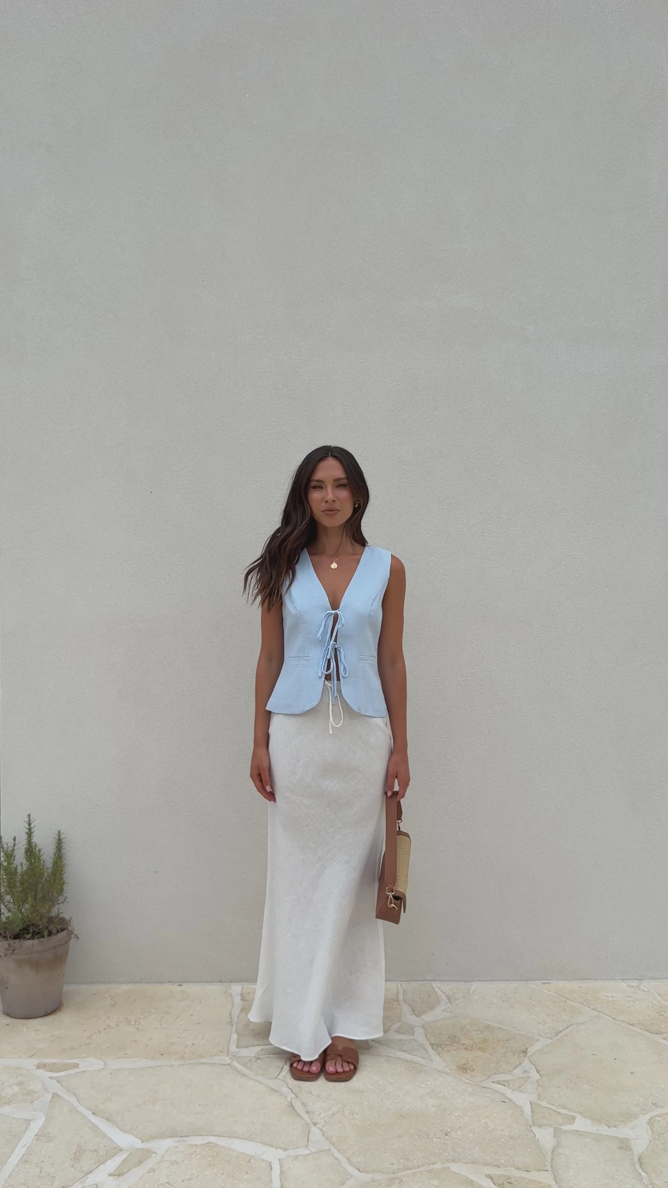 Alisa Tie Vest - Light Blue