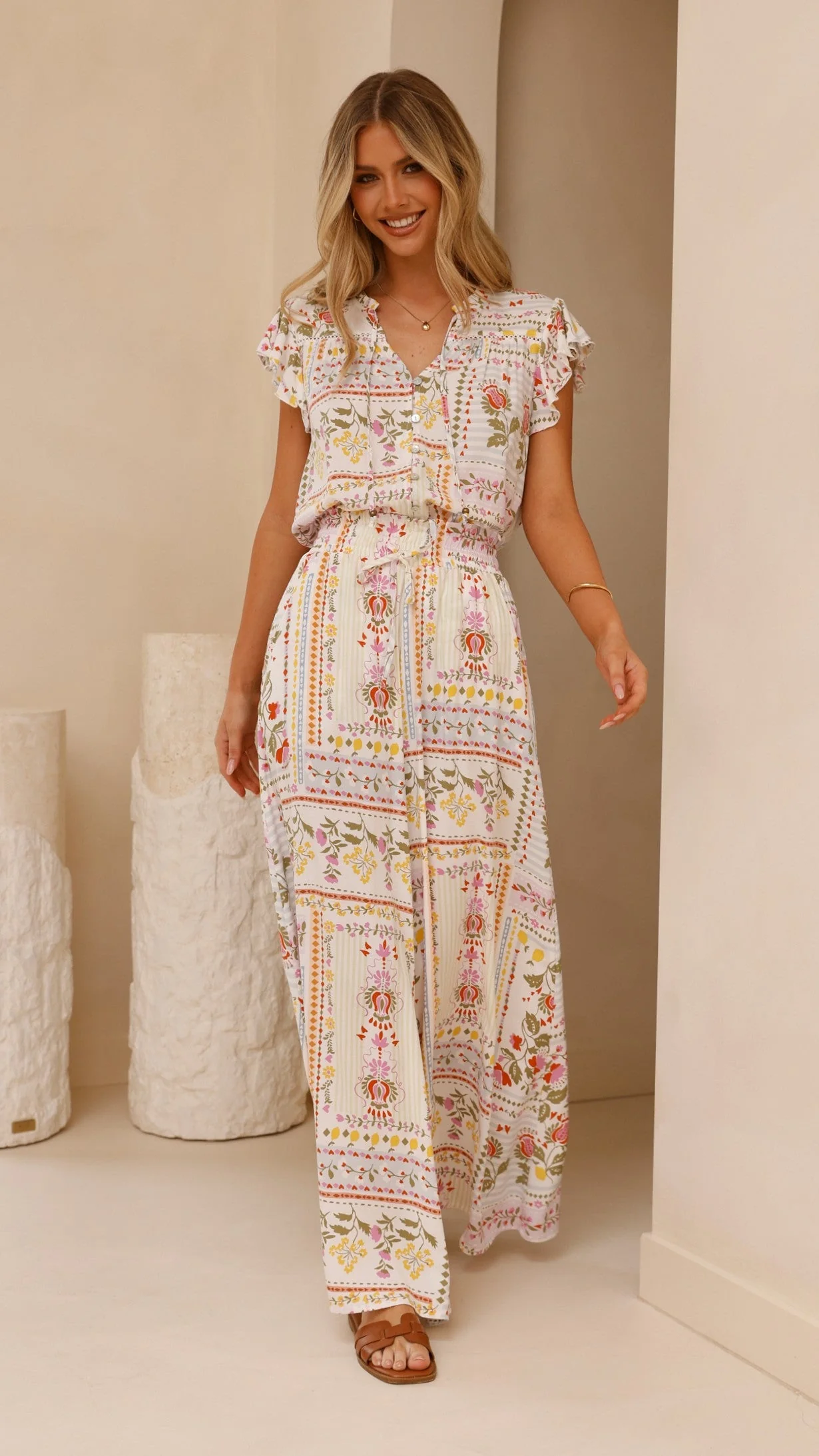 Avery Wide Leg Pants - Leah Print