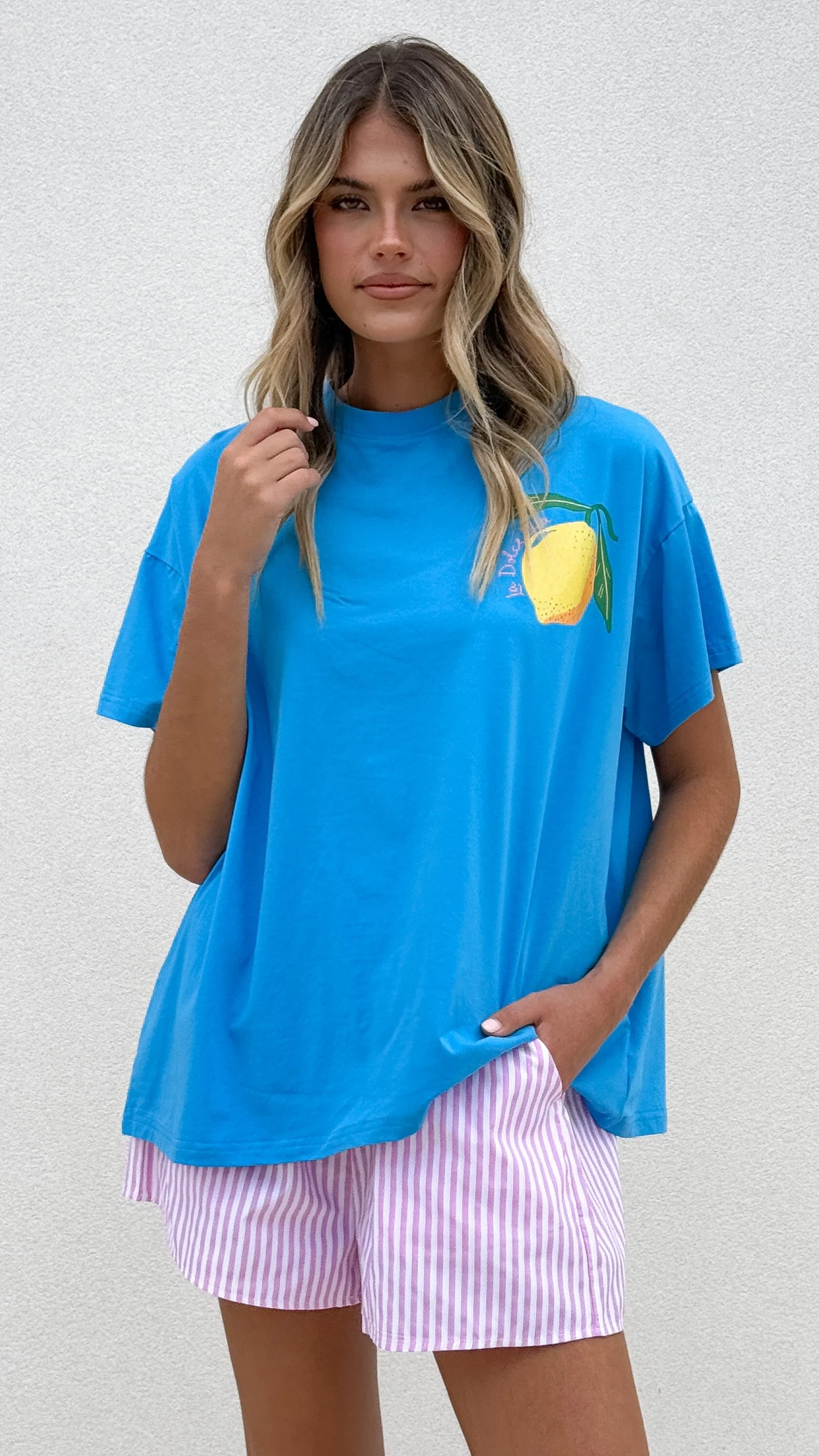 Limoncello Top and Shorts Set - Blue/Pink