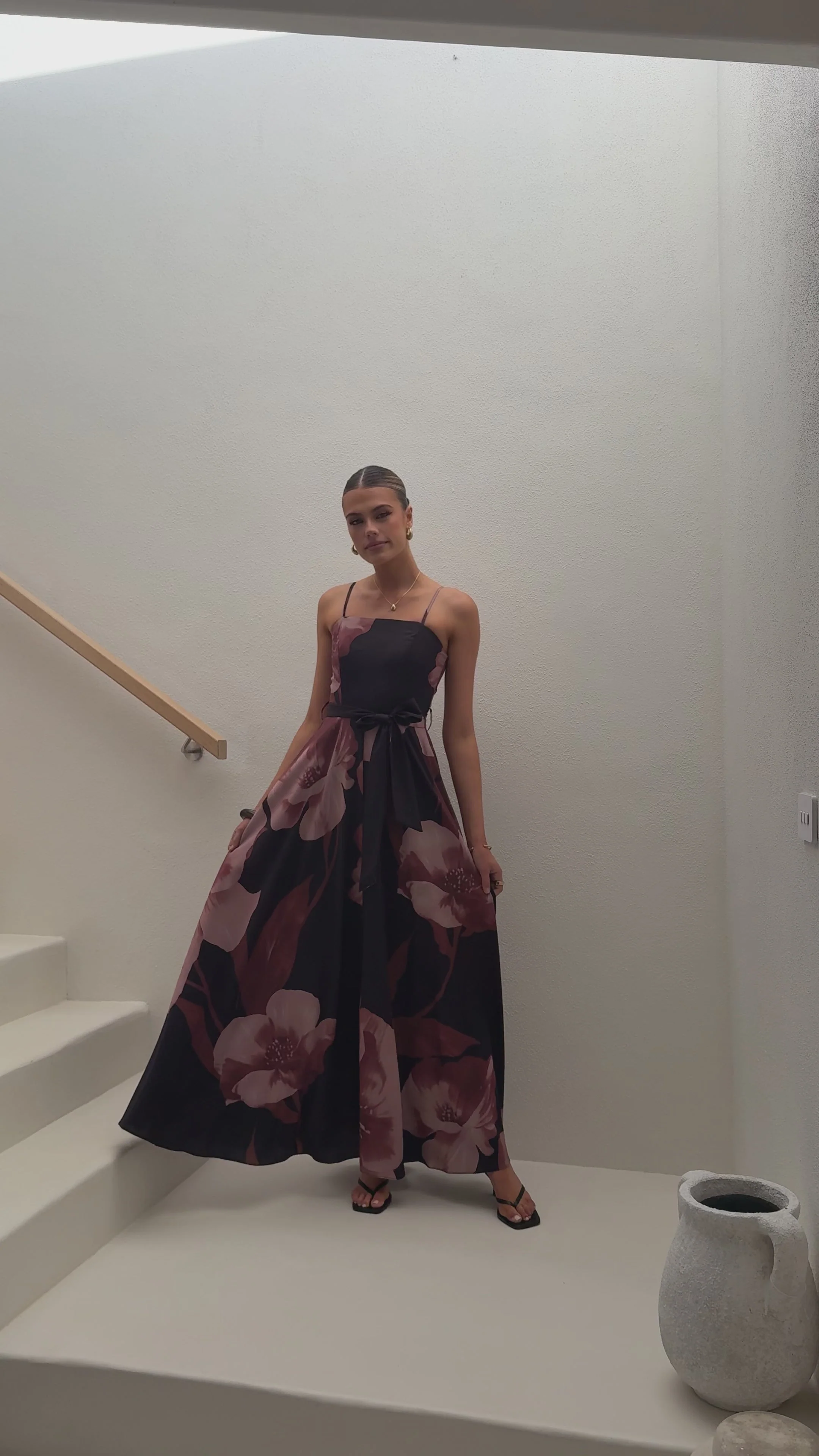 Carson Maxi Dress - Black/Wine Floral