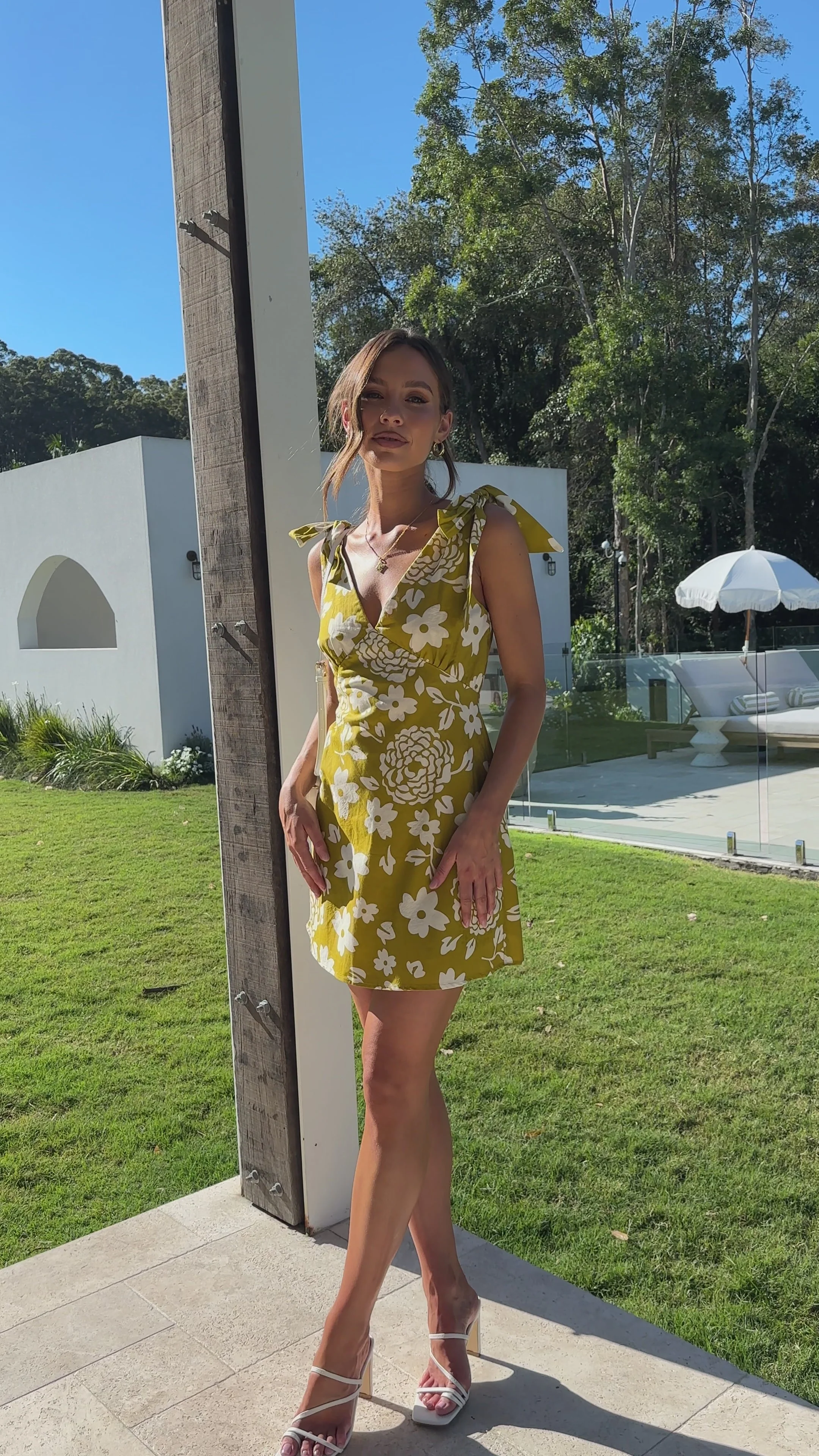 Delilah Mini Dress - Mustard Floral