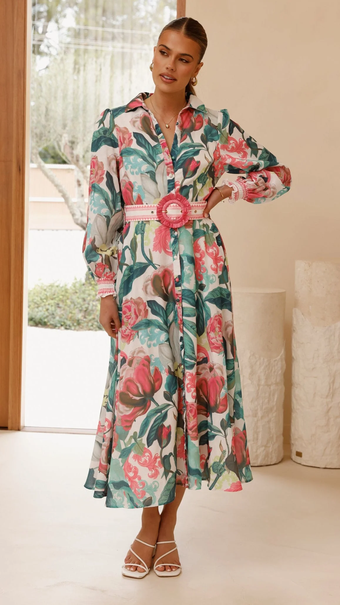 Aida Long Sleeve Maxi Dress - Spritz Pink