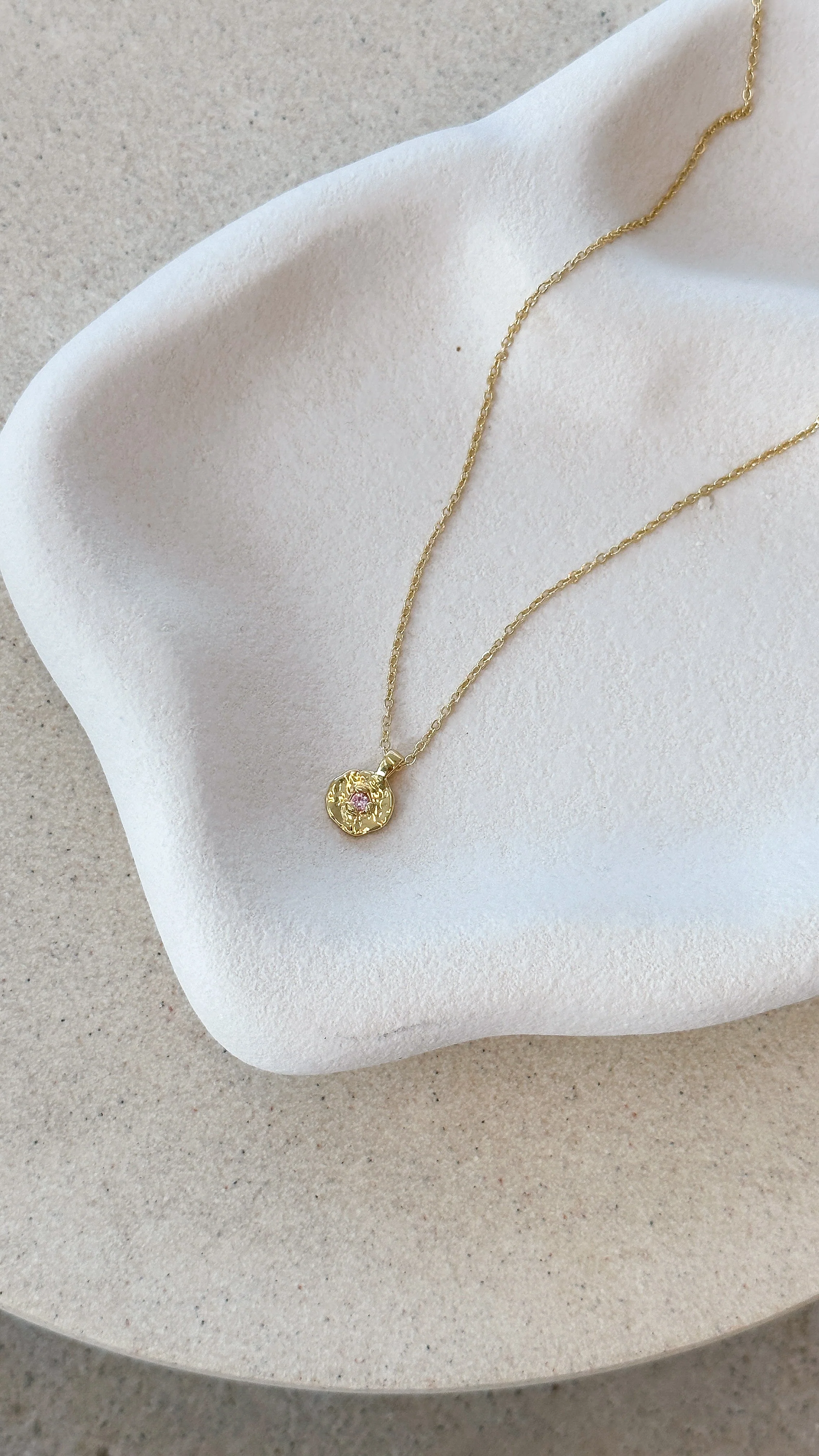 October Birthstone Necklace - Rose Quartz