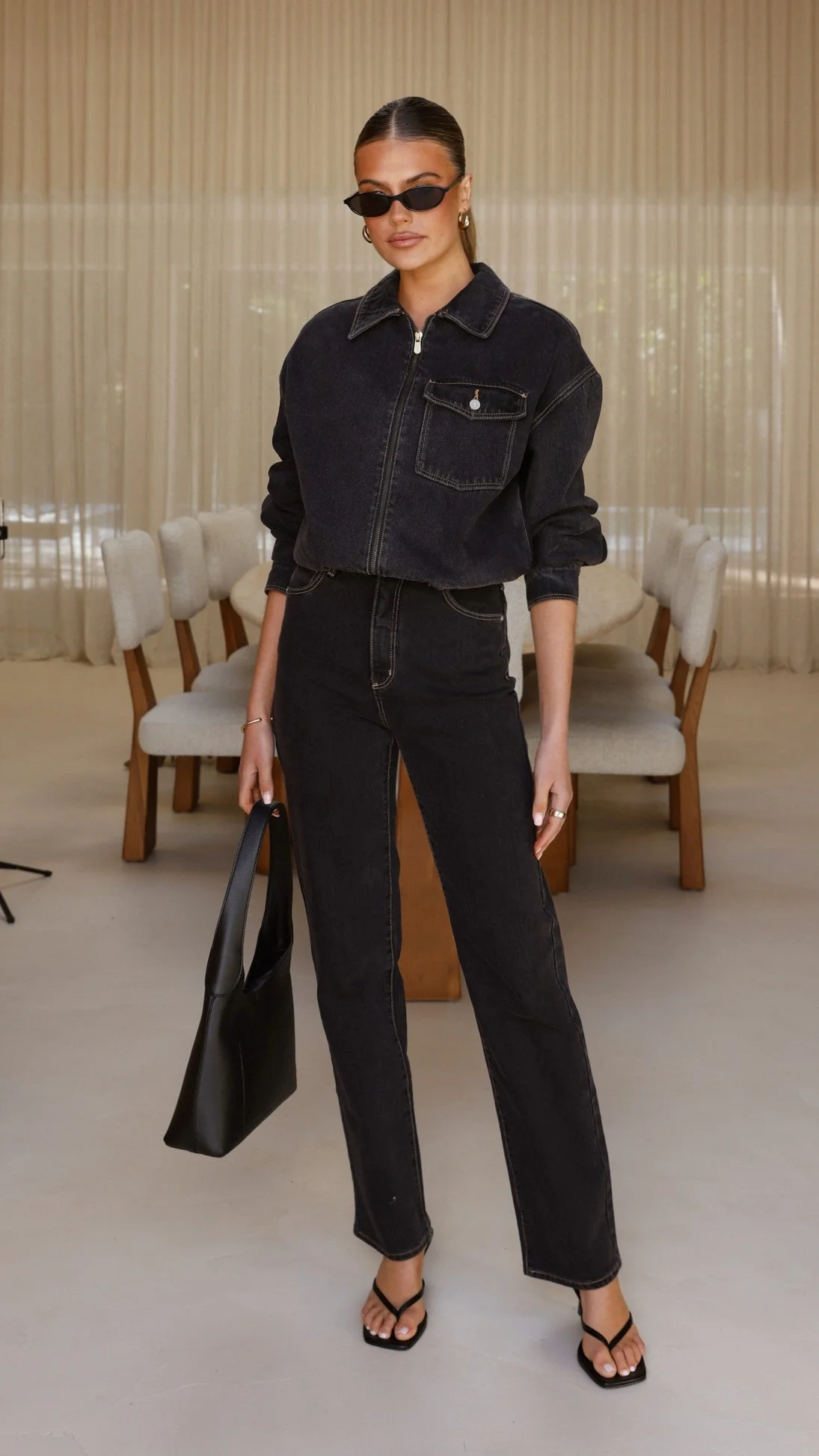 Abrand Denim Bomber Cara - Washed Black