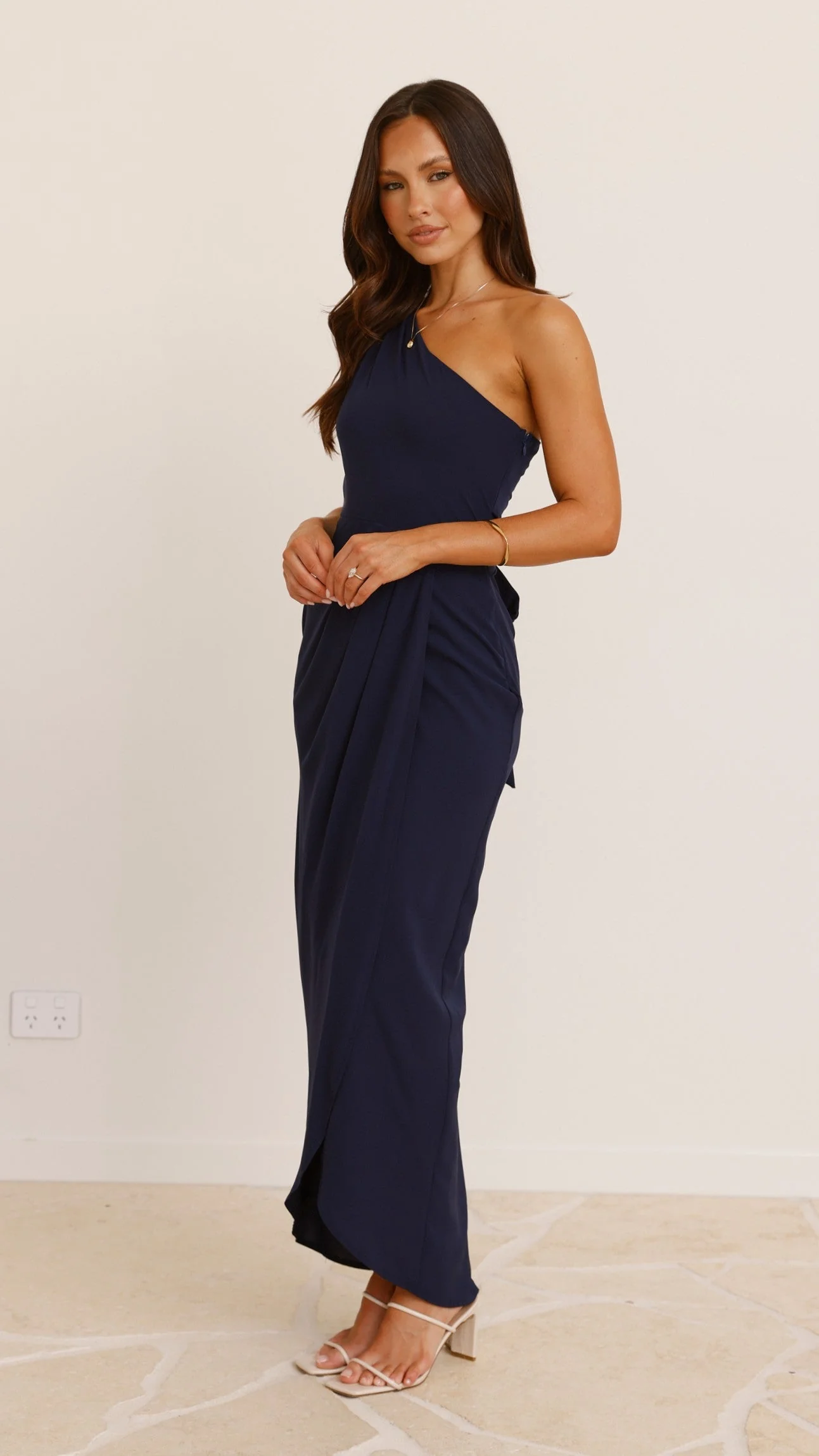 Clara One Shoulder Maxi Dress - Navy