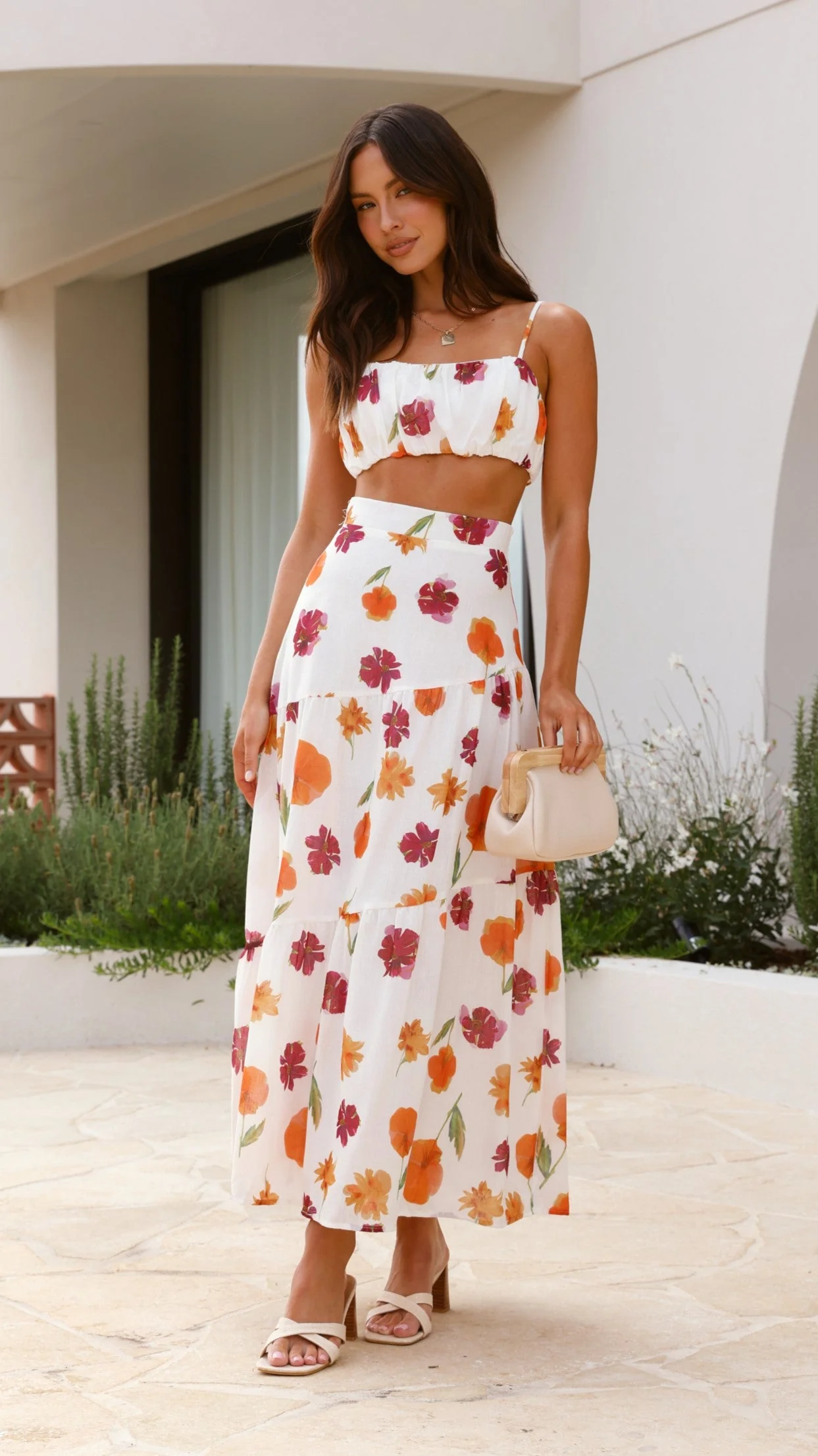 Saraya Top and Skirt Set - Springtime Print