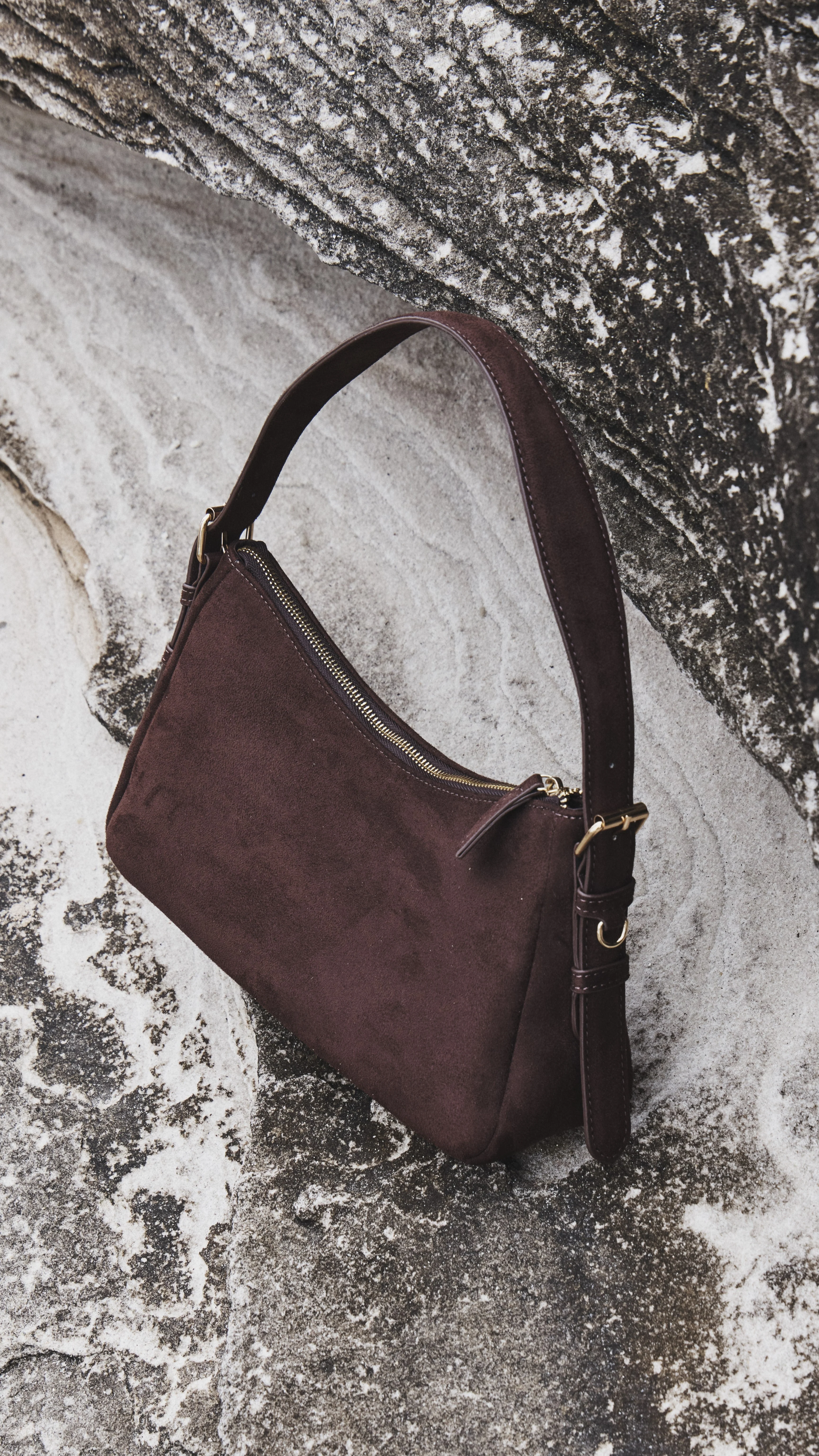 Allegra Shoulder Bag - Chocolate Suede