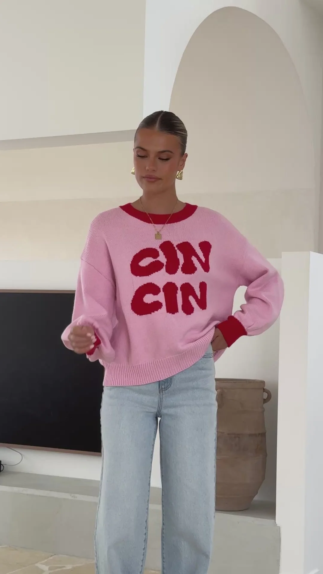 Cin Cin Sweater - Pink / Red
