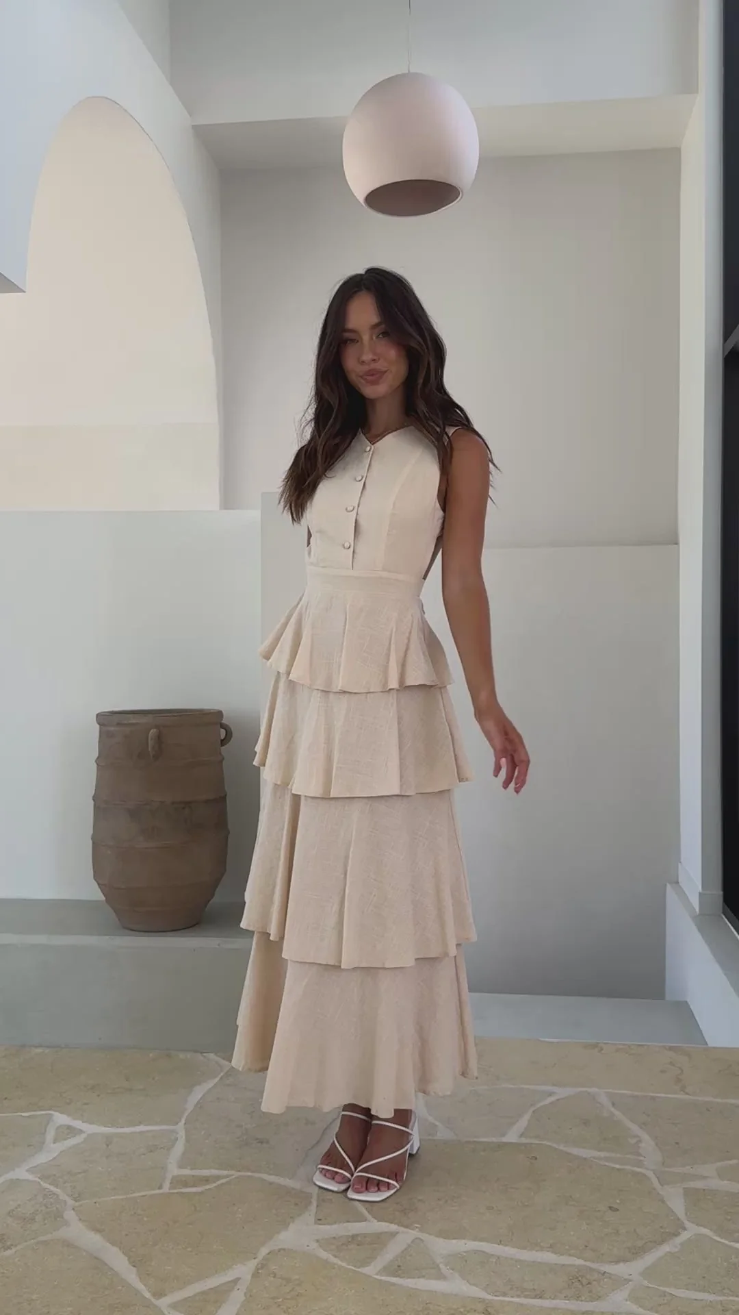 Anastasia Backless Maxi Dress - Oat