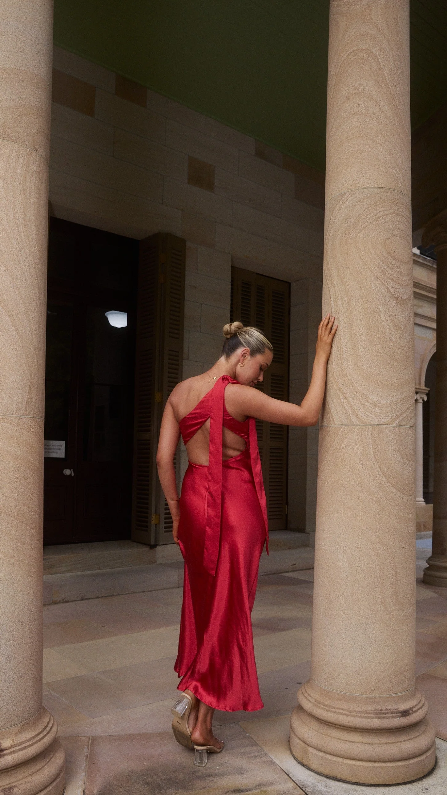 Halle One Shoulder Maxi Dress - Red