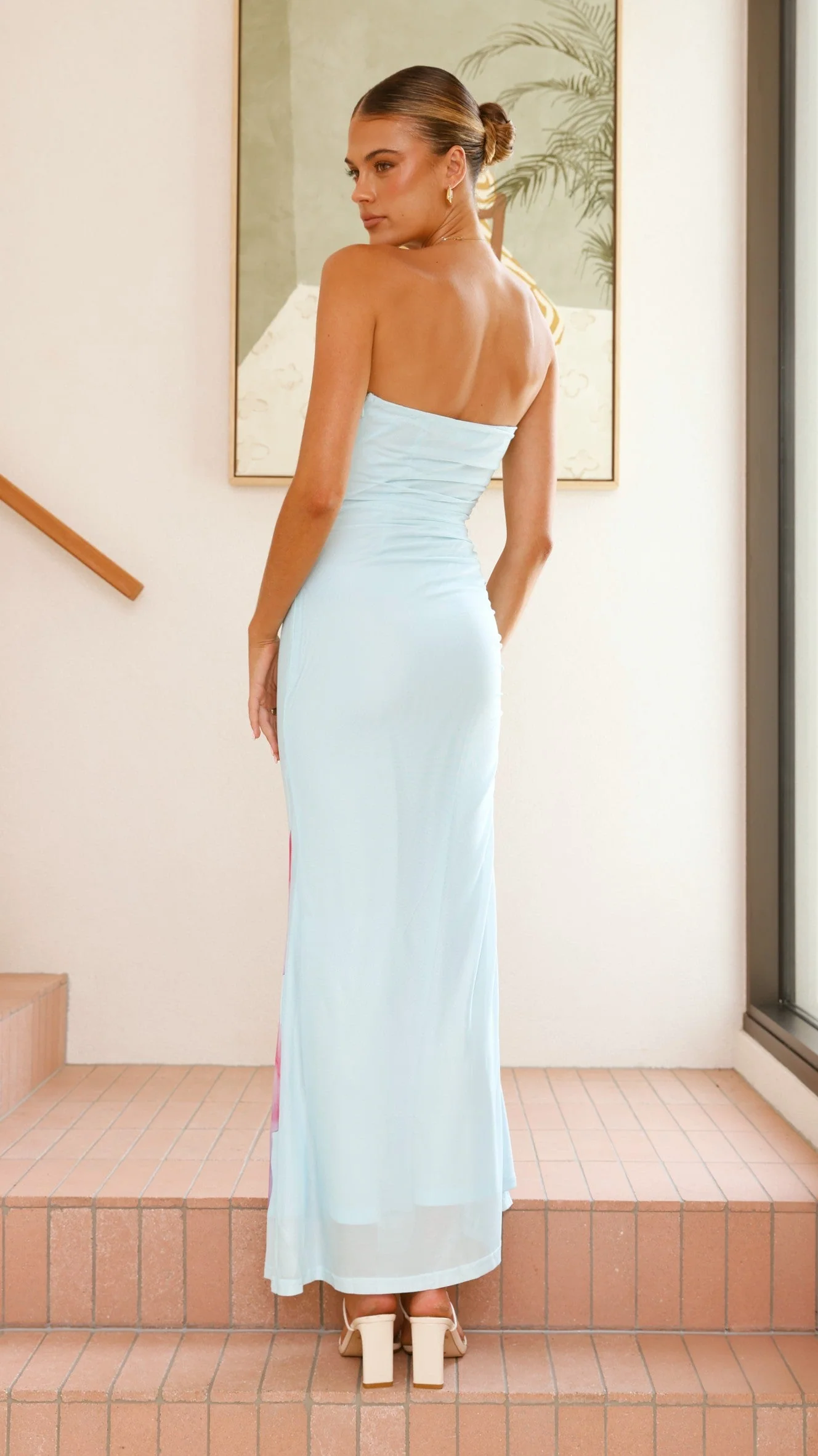 Brittani Strapless Maxi Dress - Blue/Pink