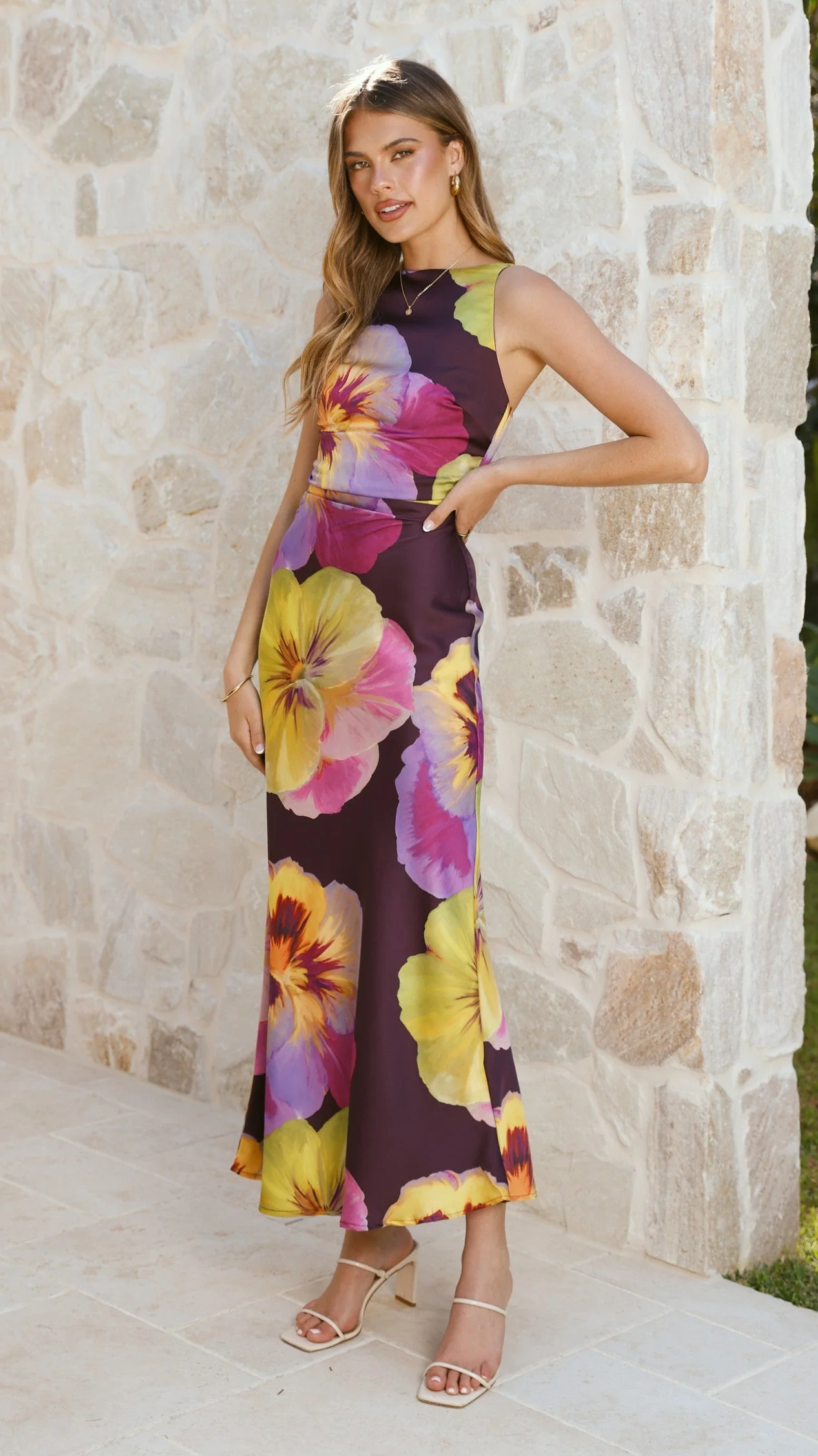Helenie Maxi Dress - Purple/Yellow Floral
