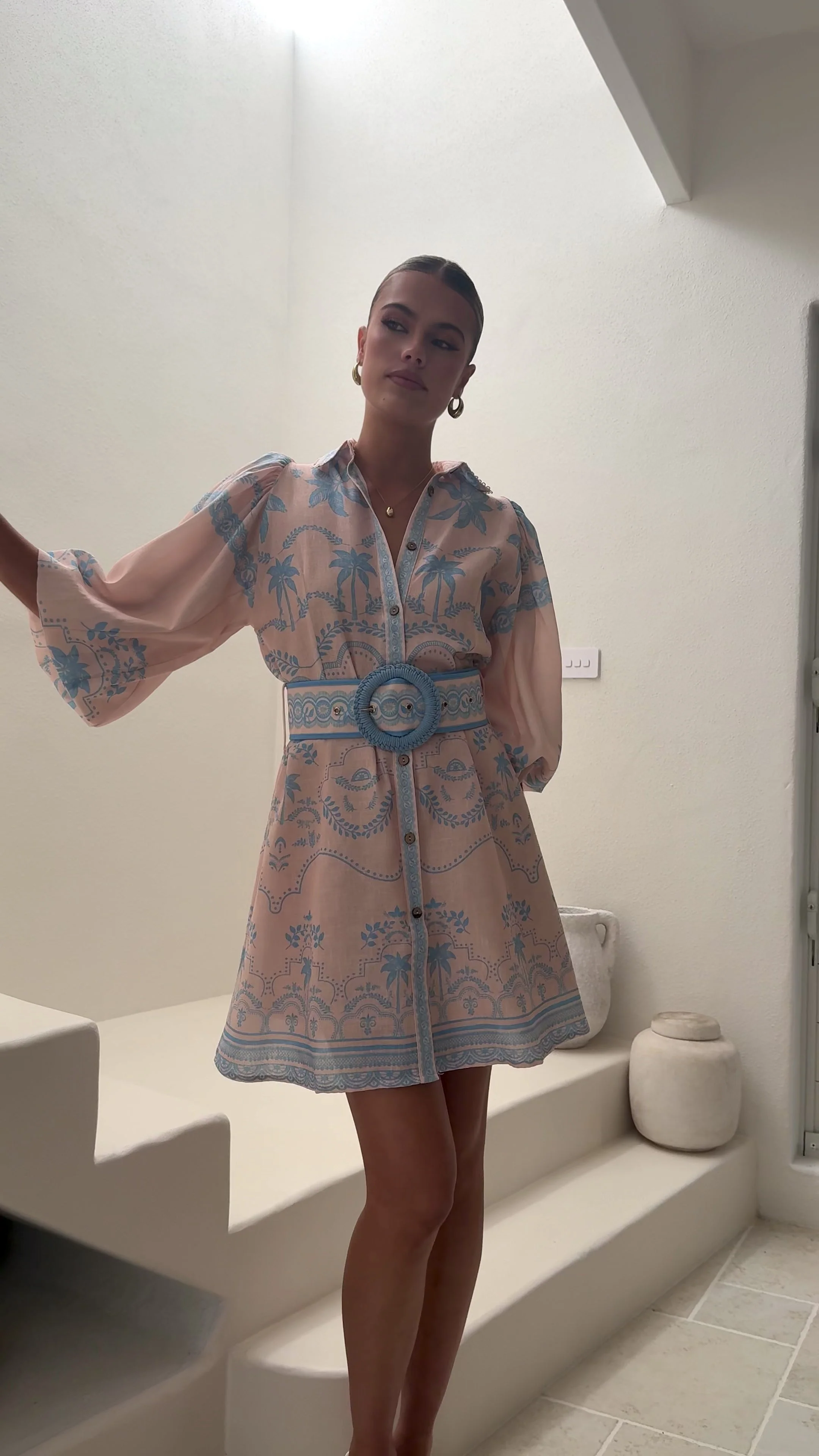 Xander Long Sleeve Mini Dress - Blue