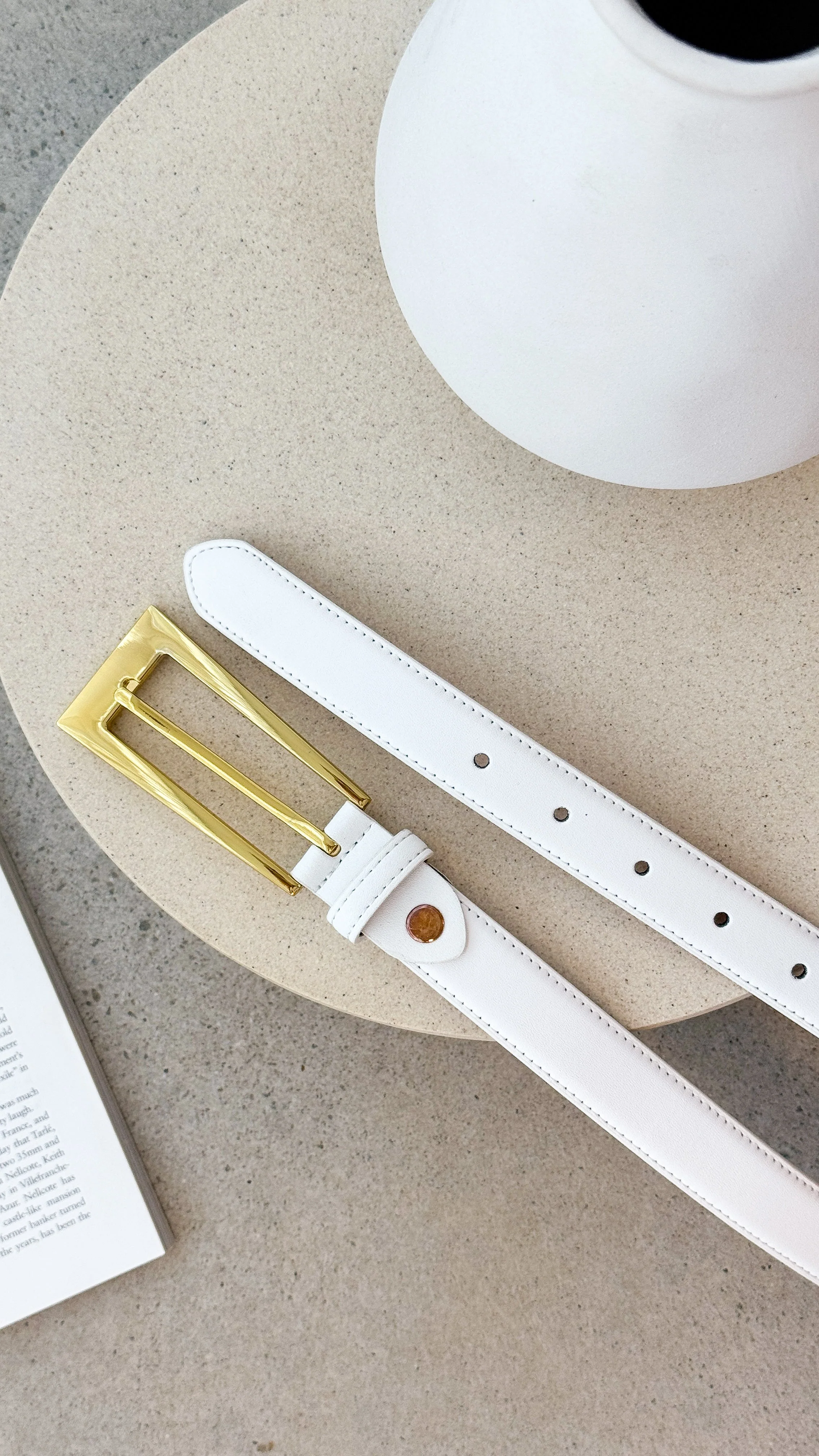 Stacey Belt - Chalk / Gold