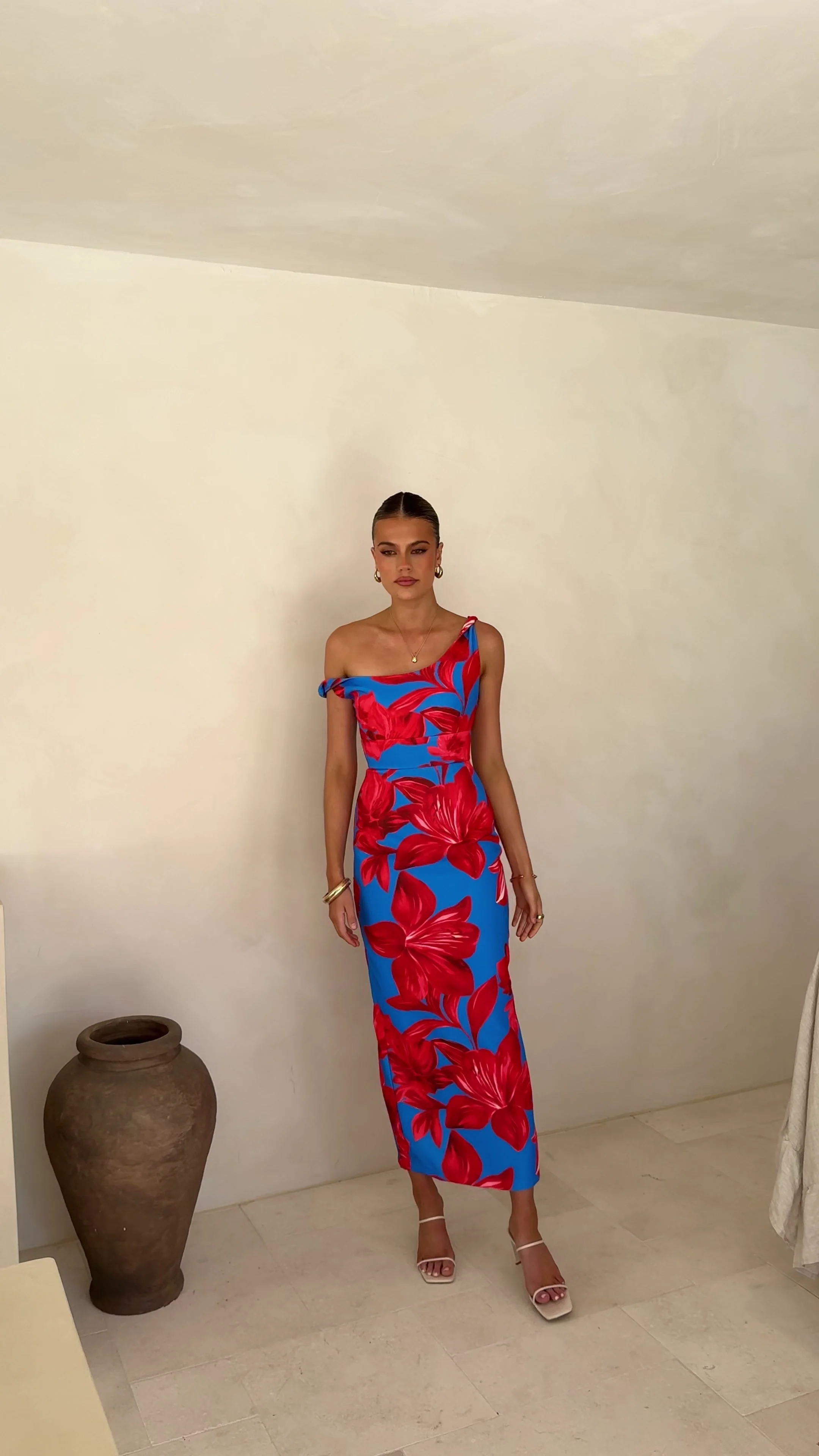 Lorina Maxi Dress - Red/Blue Floral